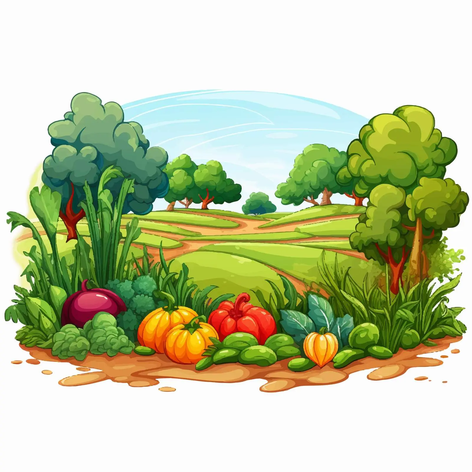 Cartoon Veggie Patch Vector Illustration — free download from Dotvec