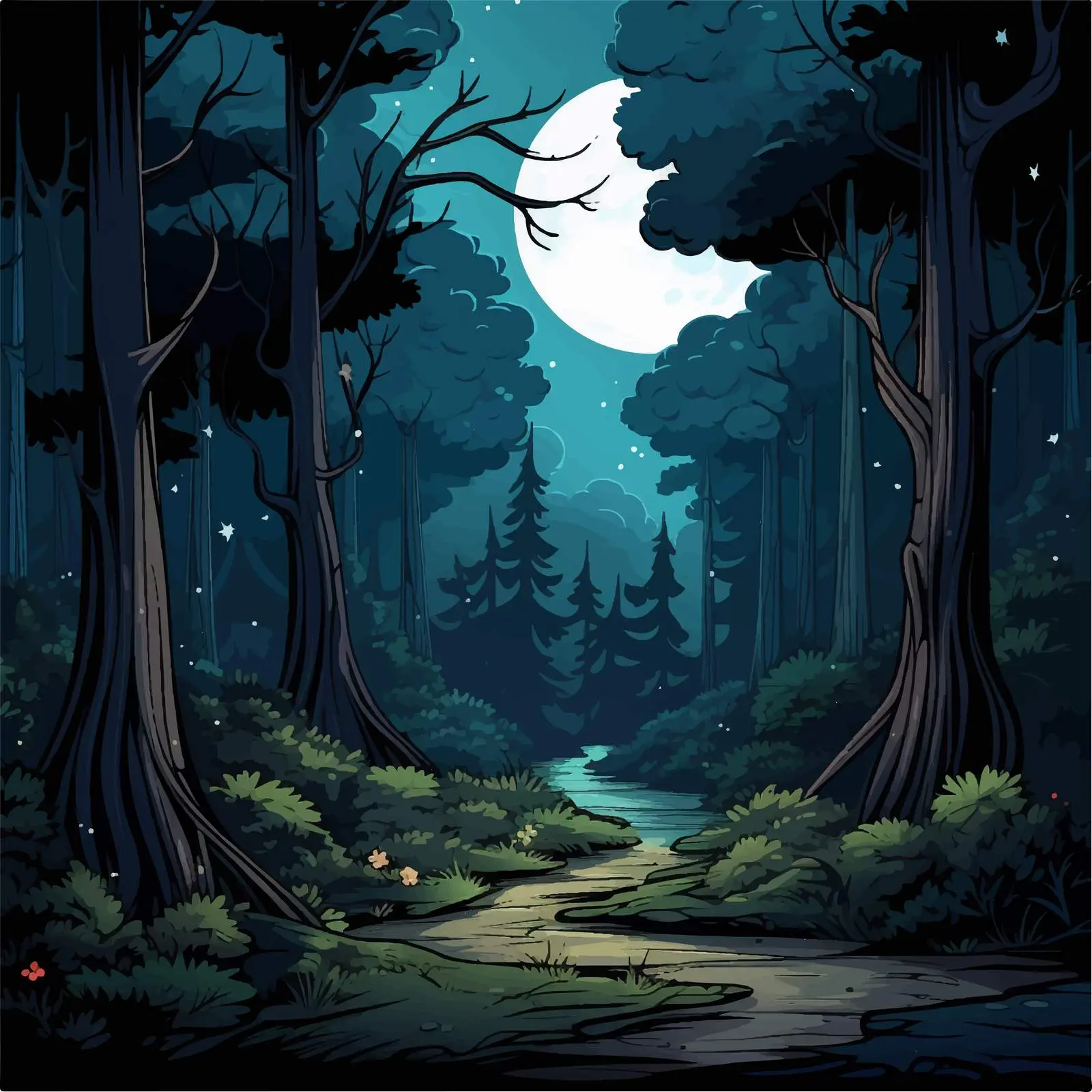 Forest View Illustration in Vector Style — free download from Dotvec