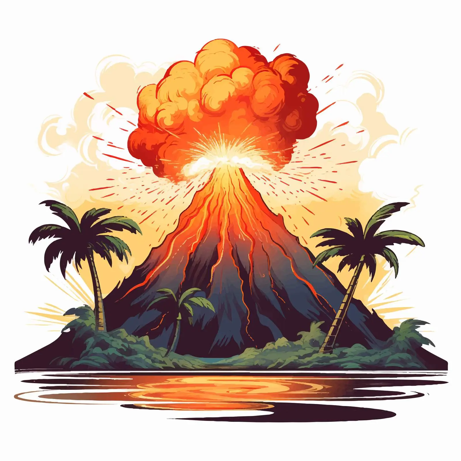 Cartoon Volcano Eruption Vector Illustration — free download from Dotvec