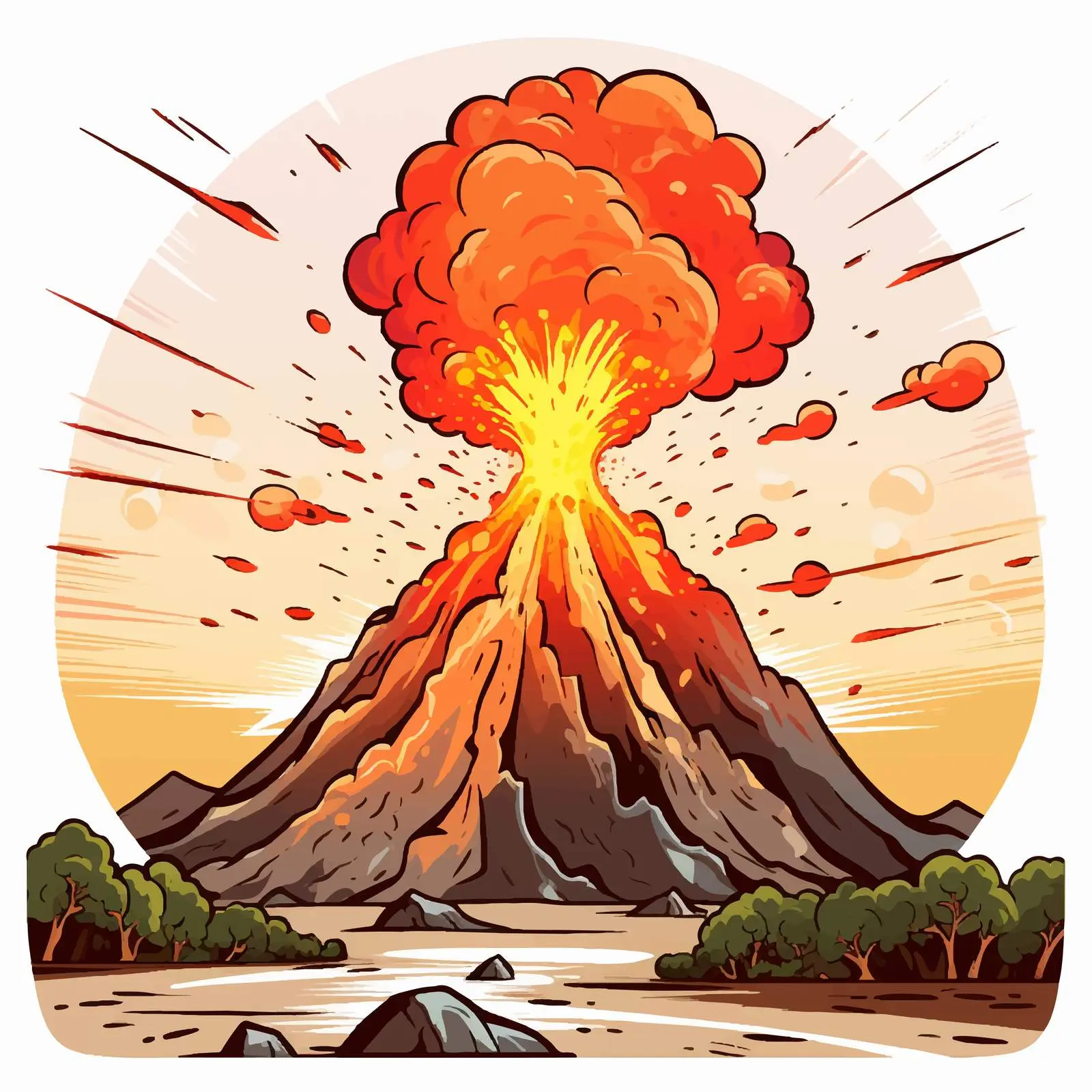 Cartoon Volcano Eruption Vector Illustration – free earth science image from Dotvec