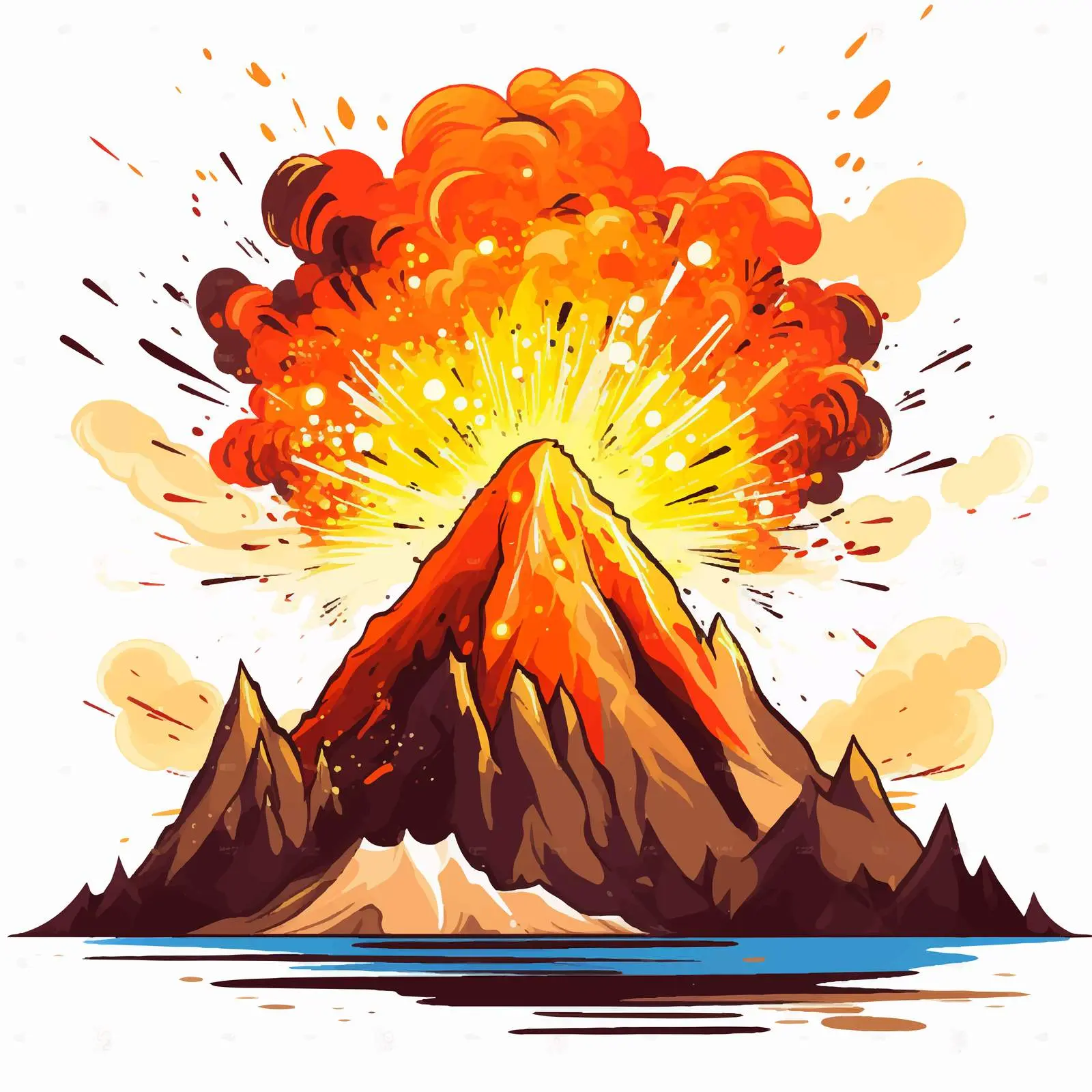 Cartoon Volcano Eruption Vector Illustration — free download from Dotvec