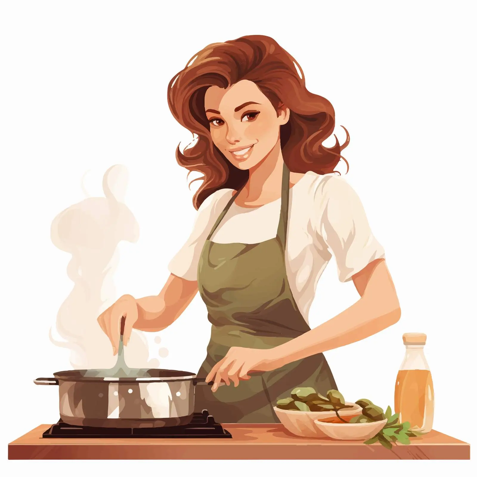 Woman Cooking in Kitchen Vector Illustration — free download from Dotvec