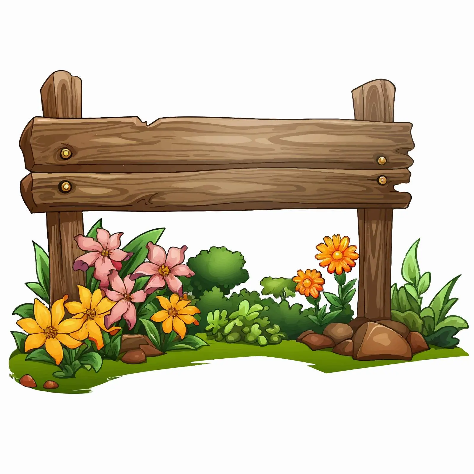 Wooden Signboard Illustration in Garden – free garden path image from Dotvec
