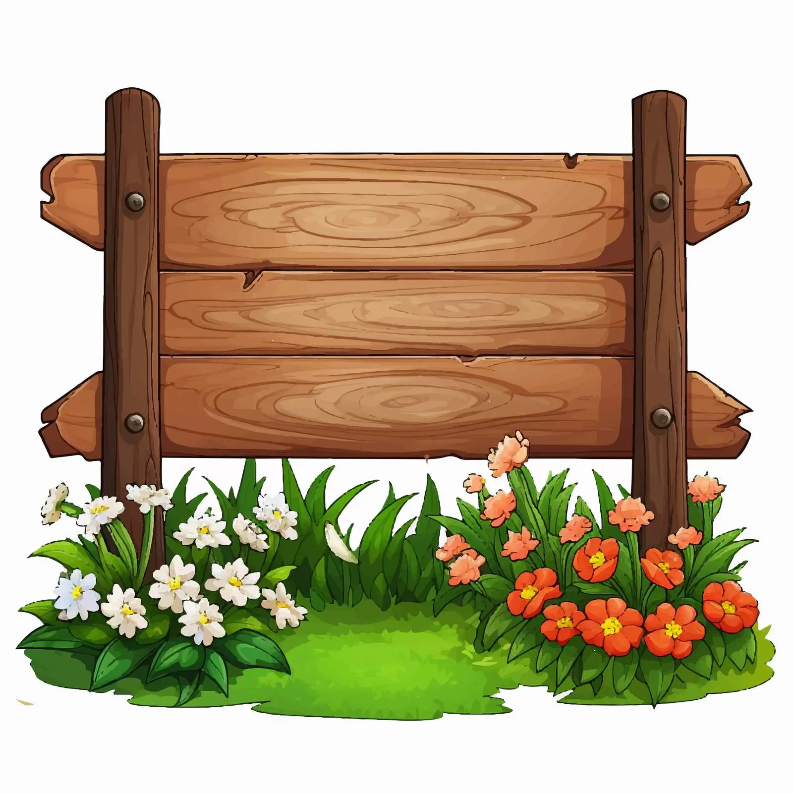 Wooden Signboard Illustration in the Garden — free download from Dotvec