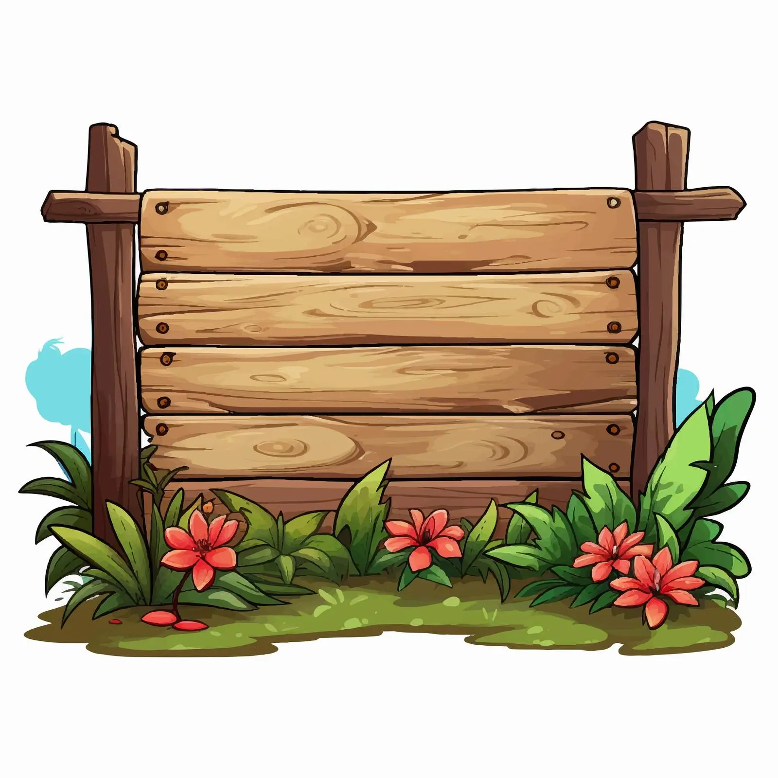 Wooden Signboard Illustration in Garden – free vintage sign image from Dotvec