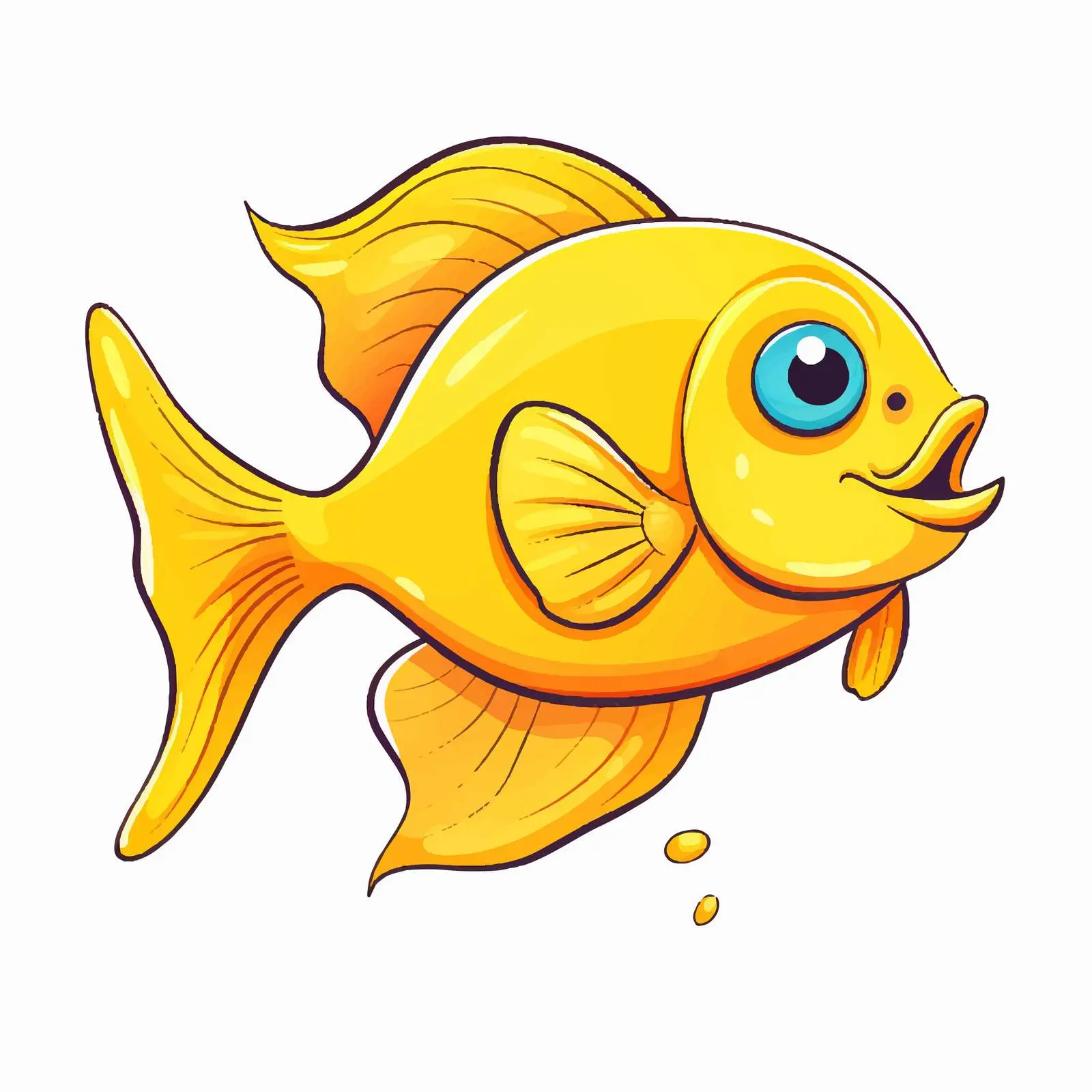 Yellow Fish Illustration on White Background — free download from Dotvec
