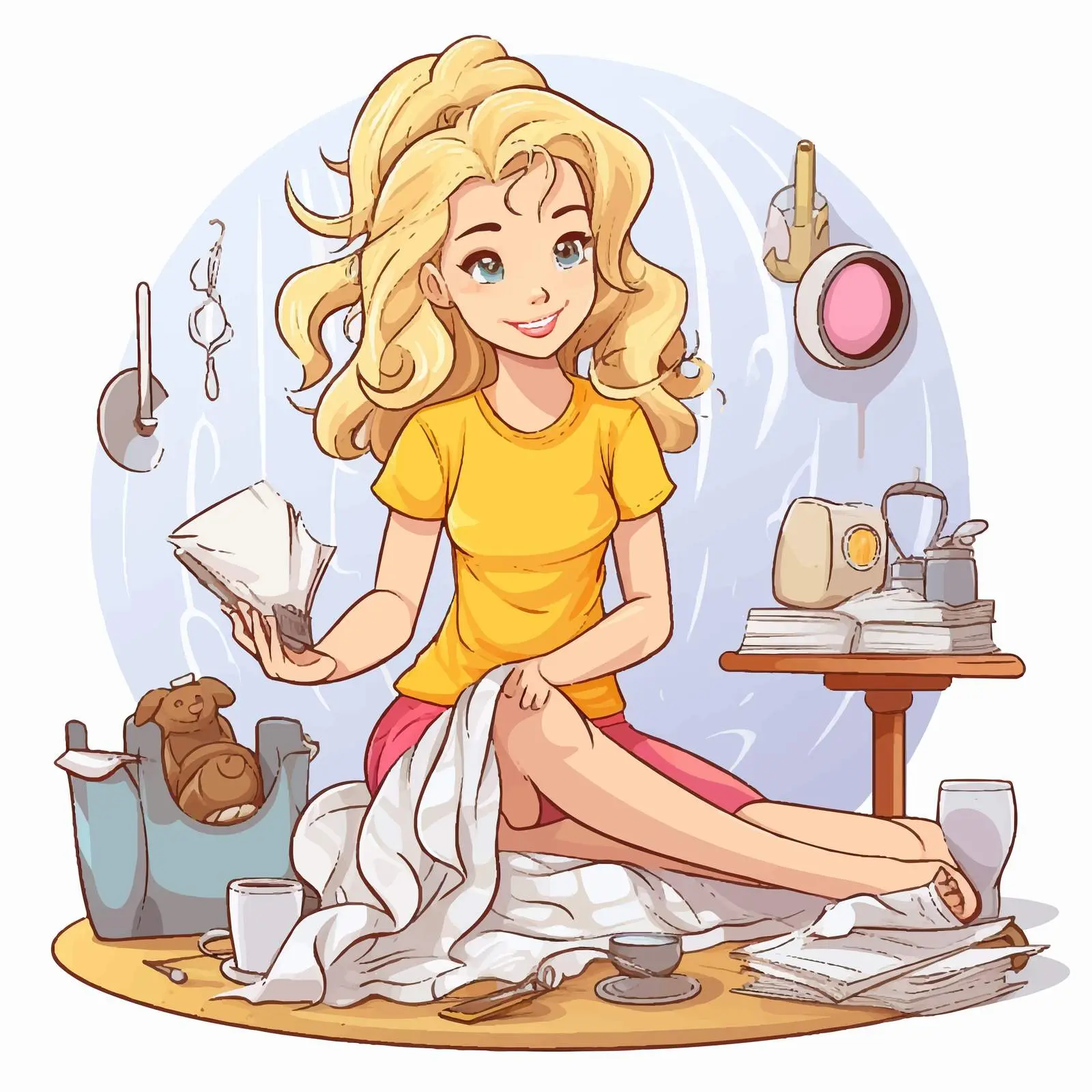 Daily Activities of a Young Blondie Illustration — free download from Dotvec