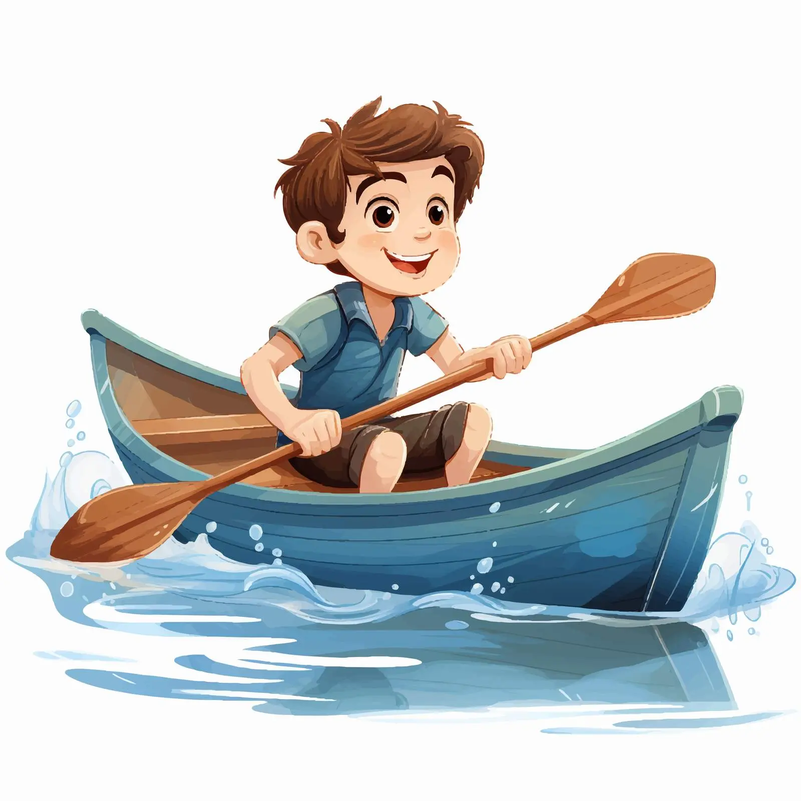 Young Boy Rowing a Boat Vector Illustration — free download from Dotvec