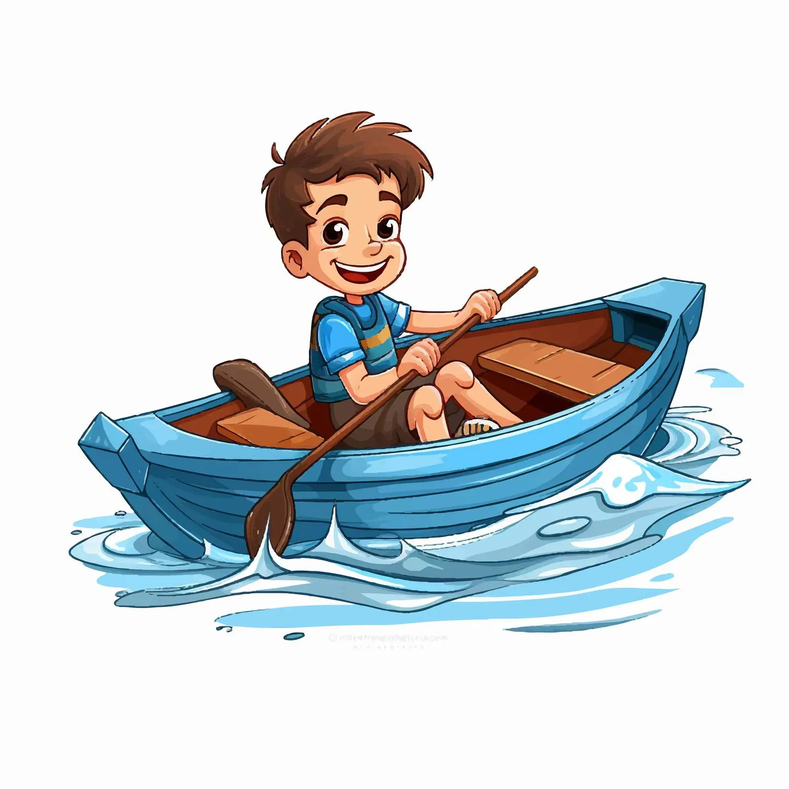 Young Boy Rowing a Boat Illustration — free download from Dotvec