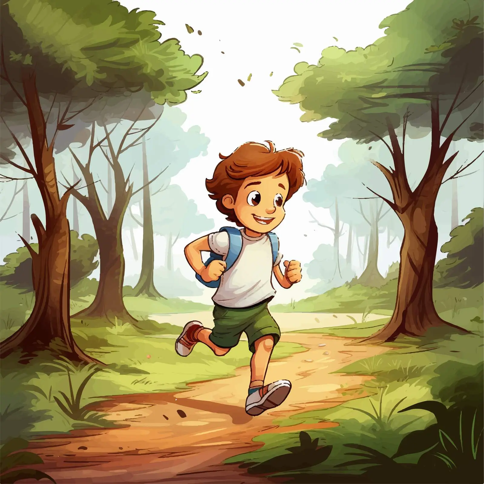 Young Boy Running Through Woodland — free download from Dotvec