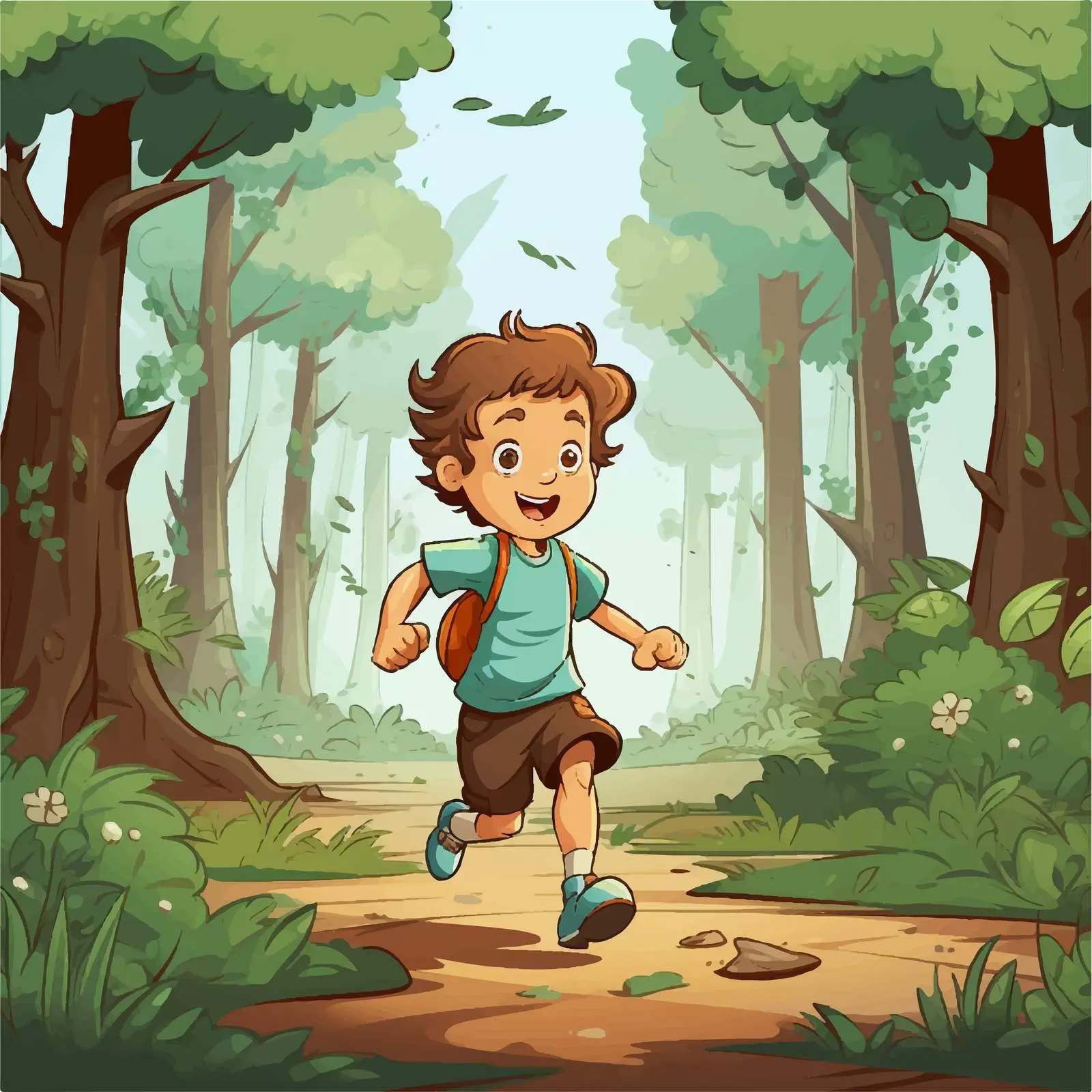 Young Boy Running Through Forest — free download from Dotvec