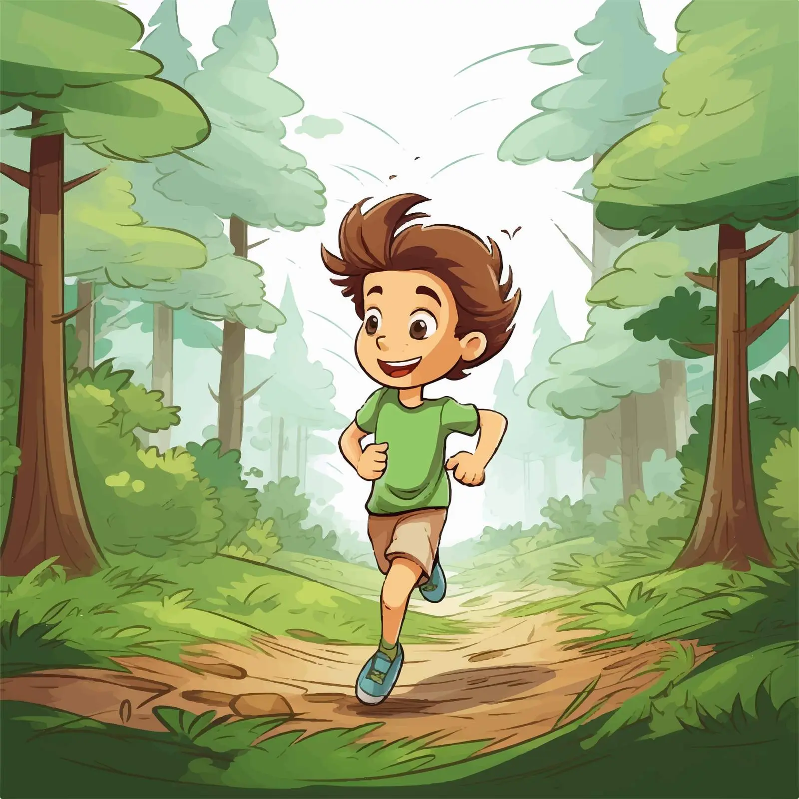 Young Boy Running Through the Woods — free download from Dotvec