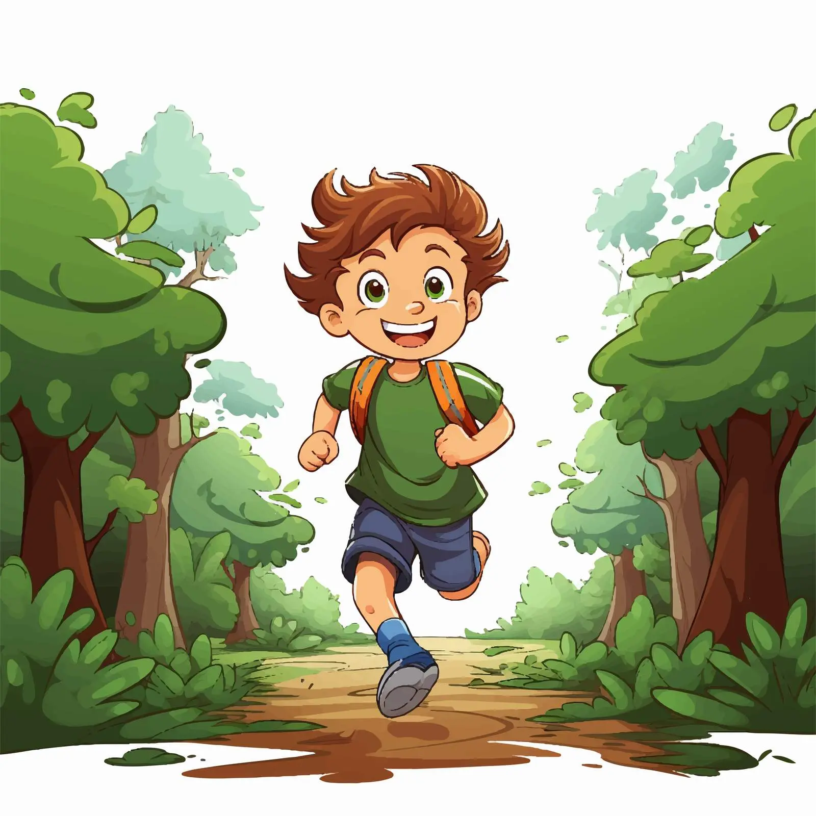Young Boy Running in the Woods — free download from Dotvec