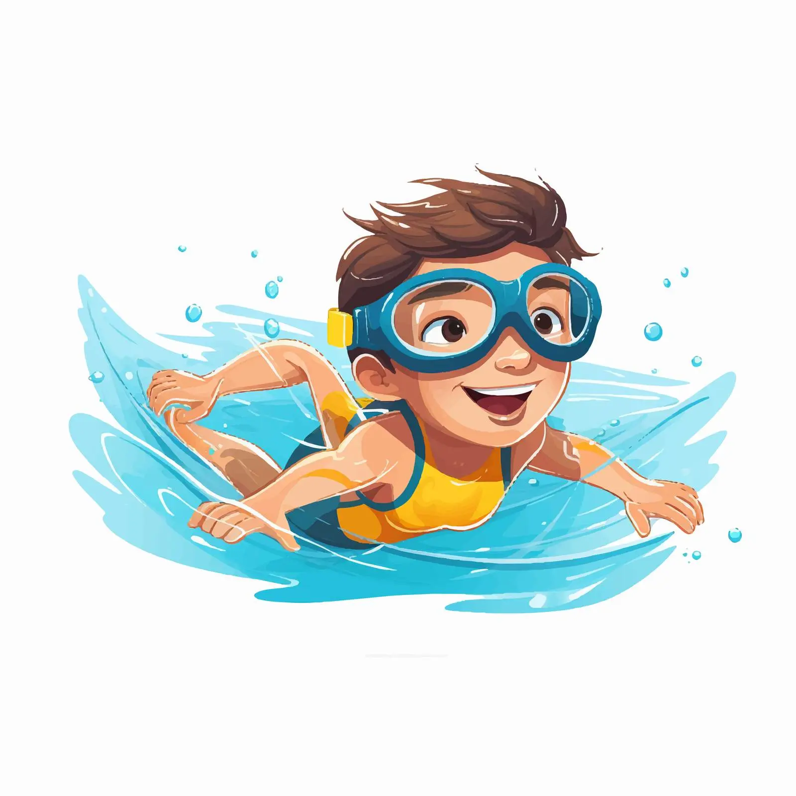 Young Boy Swimming with Yellow Goggles — free download from Dotvec