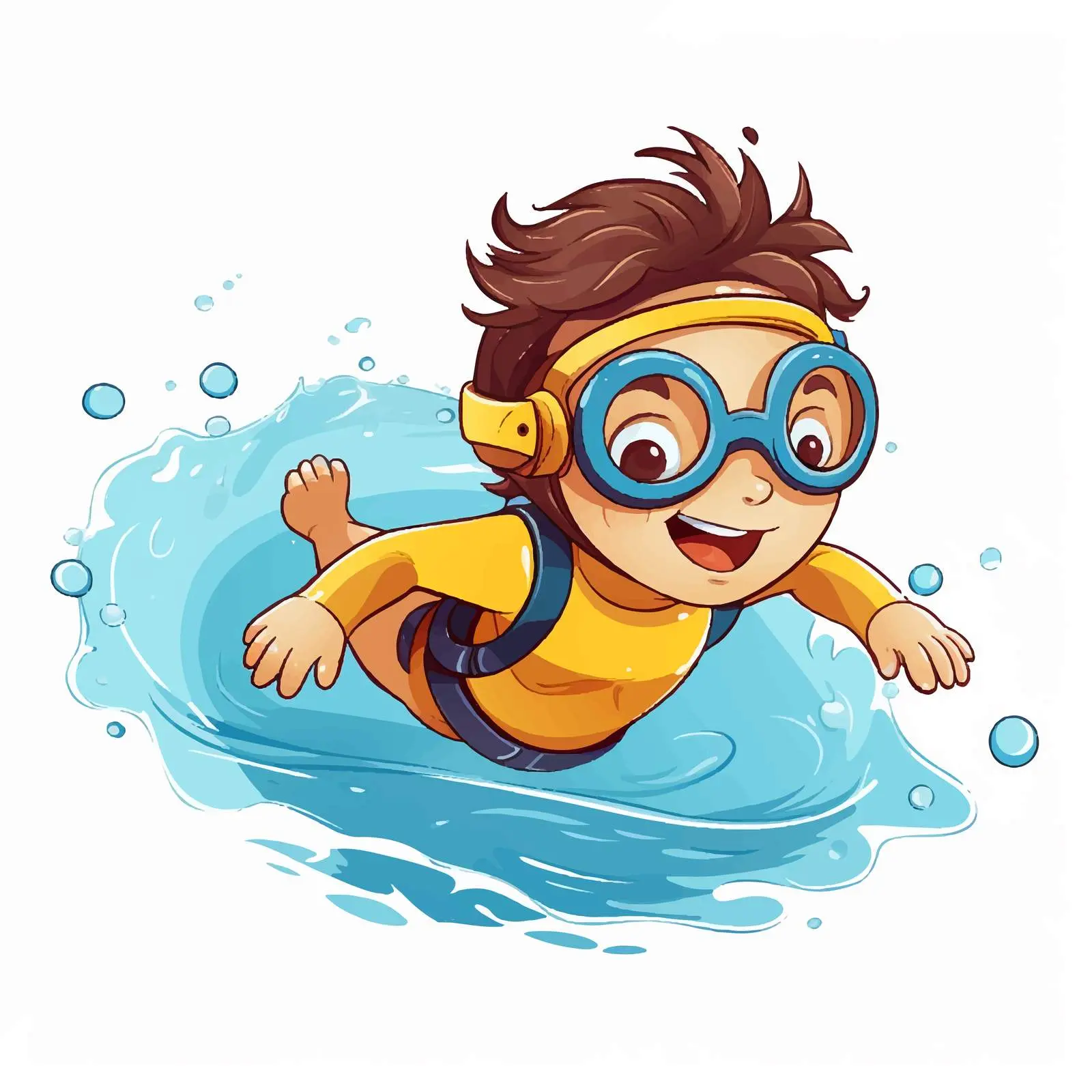 Young Boy Swimming with Yellow Goggles — free download from Dotvec