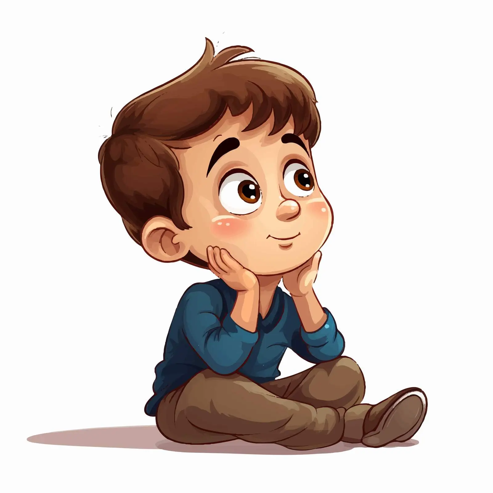 Young Boy Deep in Thought on White Background — free download from Dotvec