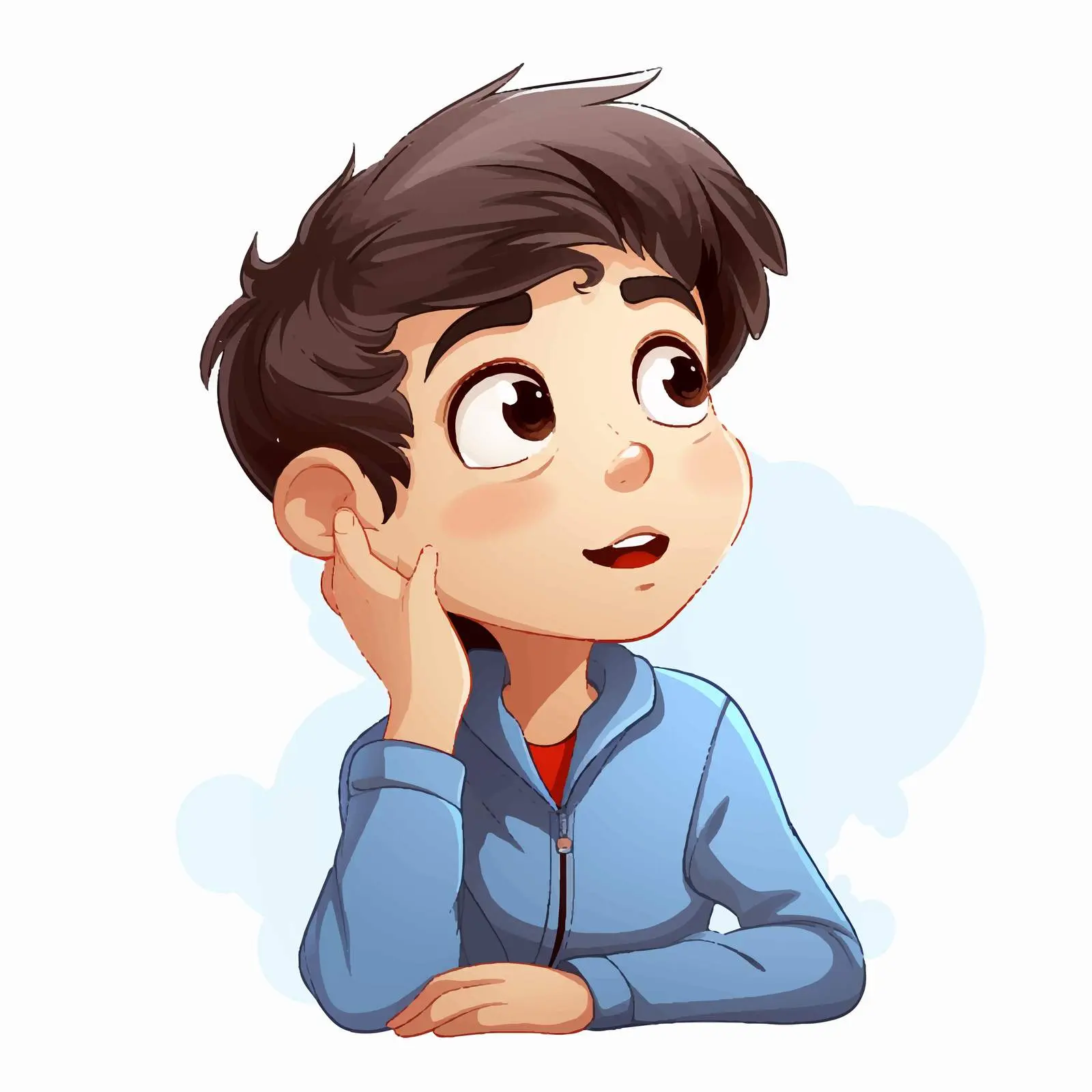 Young Boy Contemplating on White Background — free download from Dotvec