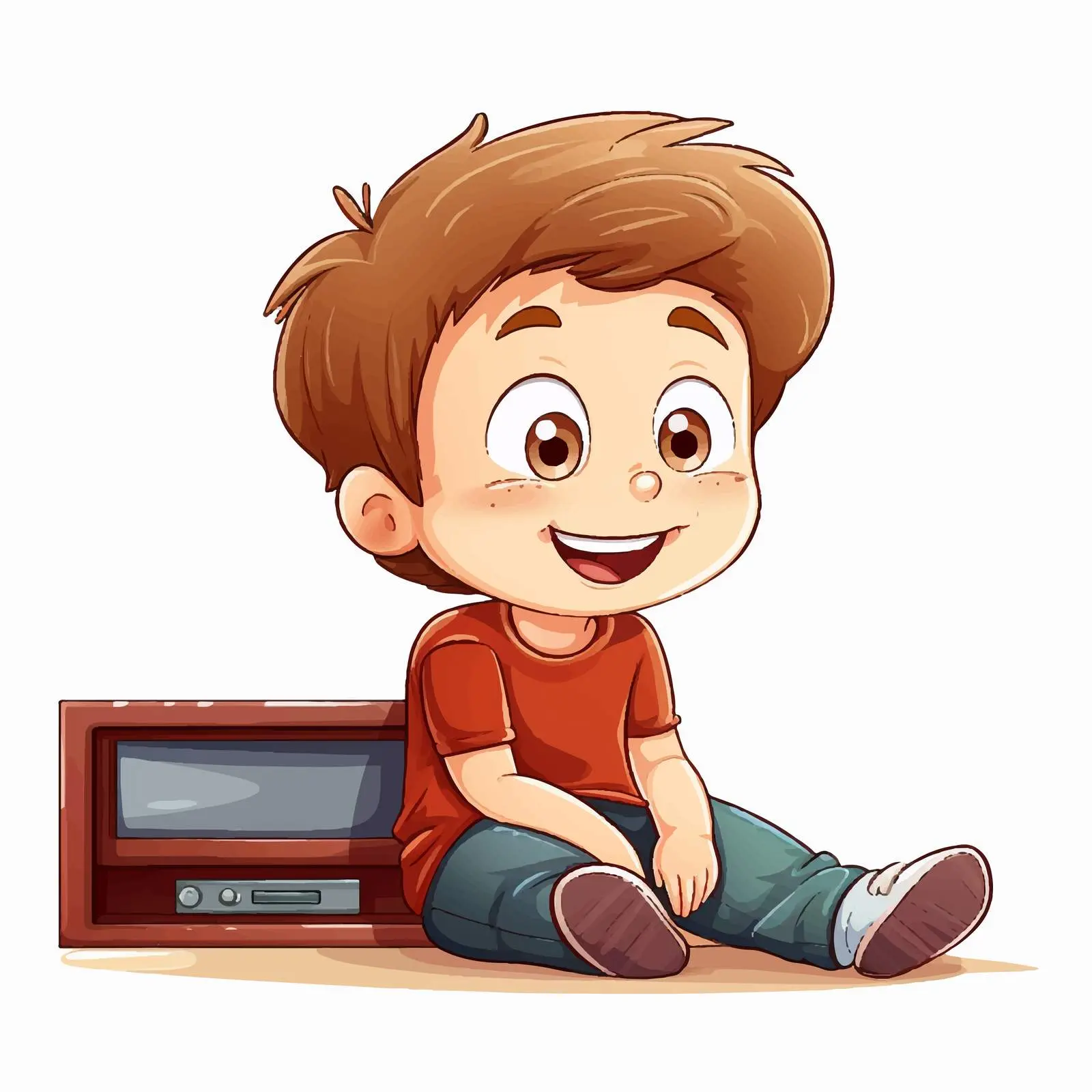 Young Boy Watching Television Illustration — free download from Dotvec