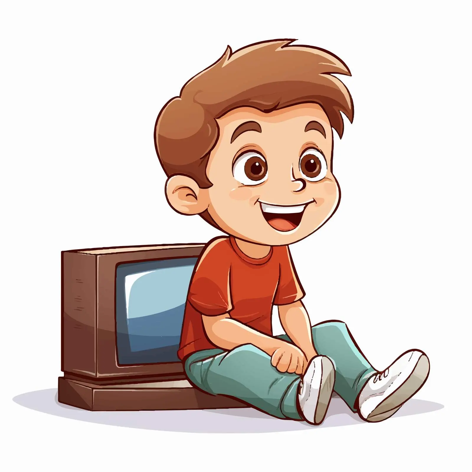 Young Boy Watching Television Illustration – free 3d design image from Dotvec