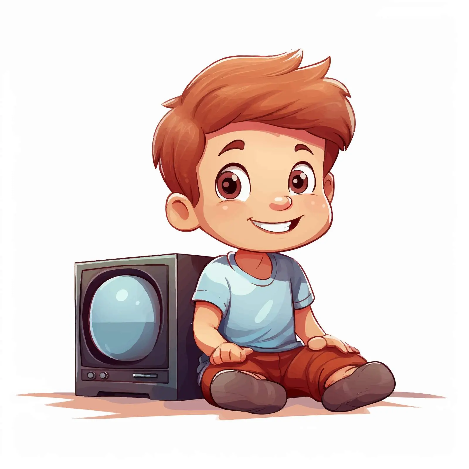Boy Watching Television Illustration — free download from Dotvec