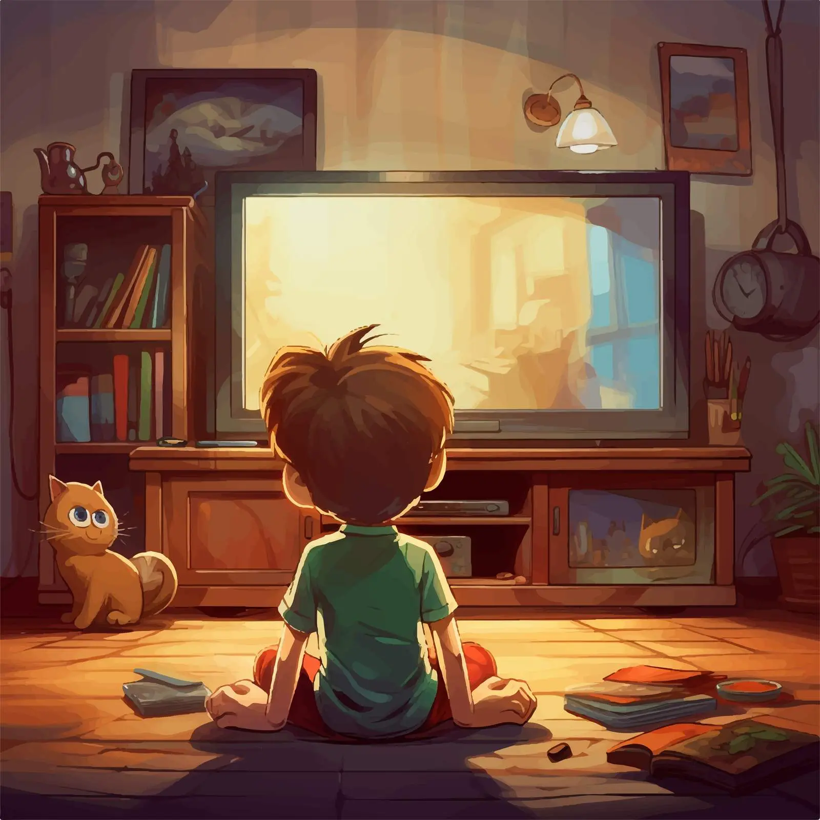 Young Boy Watching TV in Living Room — free download from Dotvec