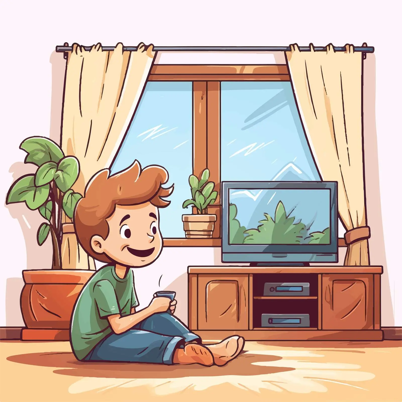Young Boy Watching TV in Living Room — free download from Dotvec