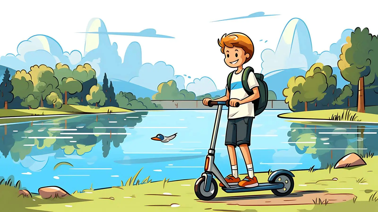 Vibrant Young Boy with Scooter Illustration — free download from Dotvec