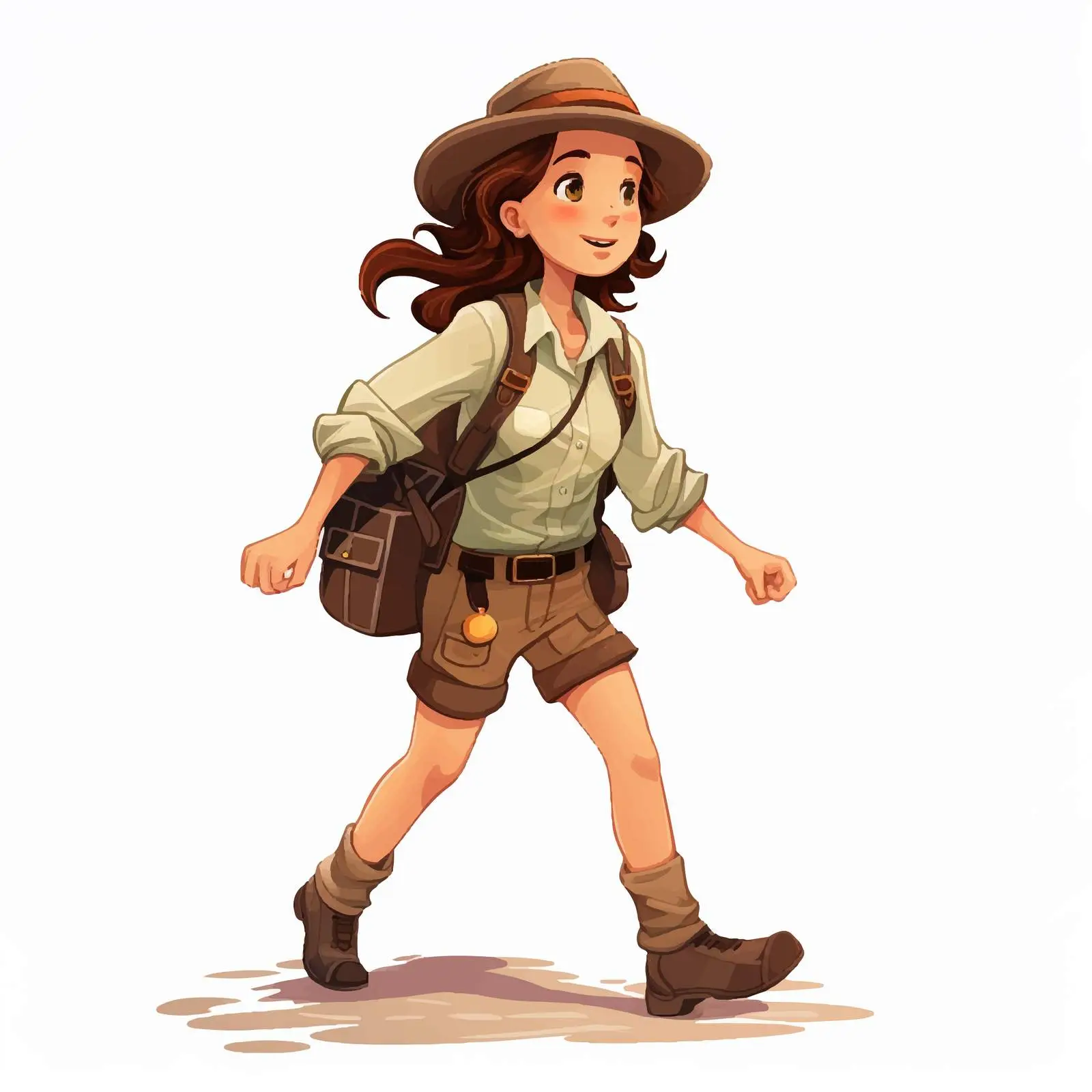 Young Female Explorer Walking Alone Illustration — free download from Dotvec