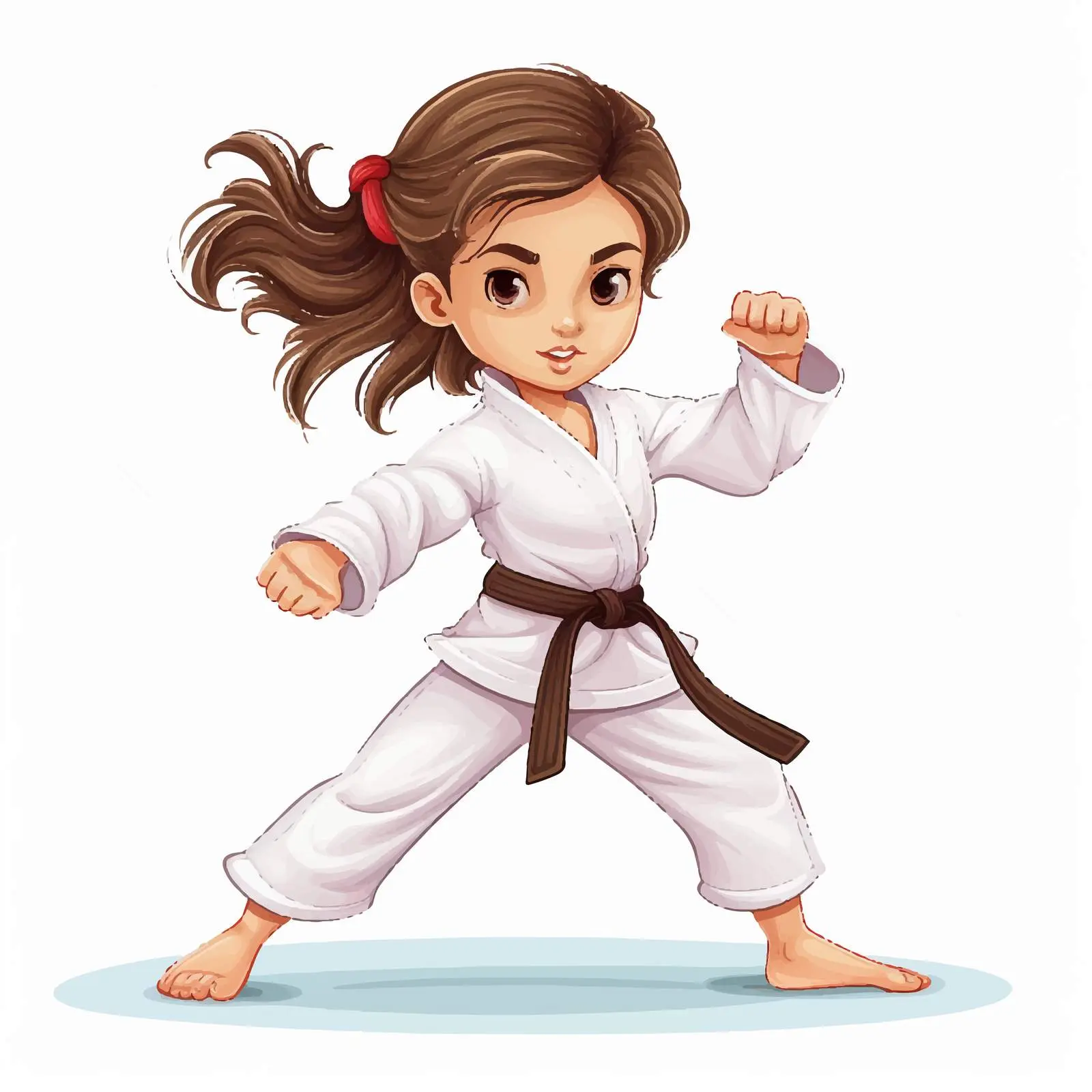 Young Girl Practicing Karate Illustration — free download from Dotvec