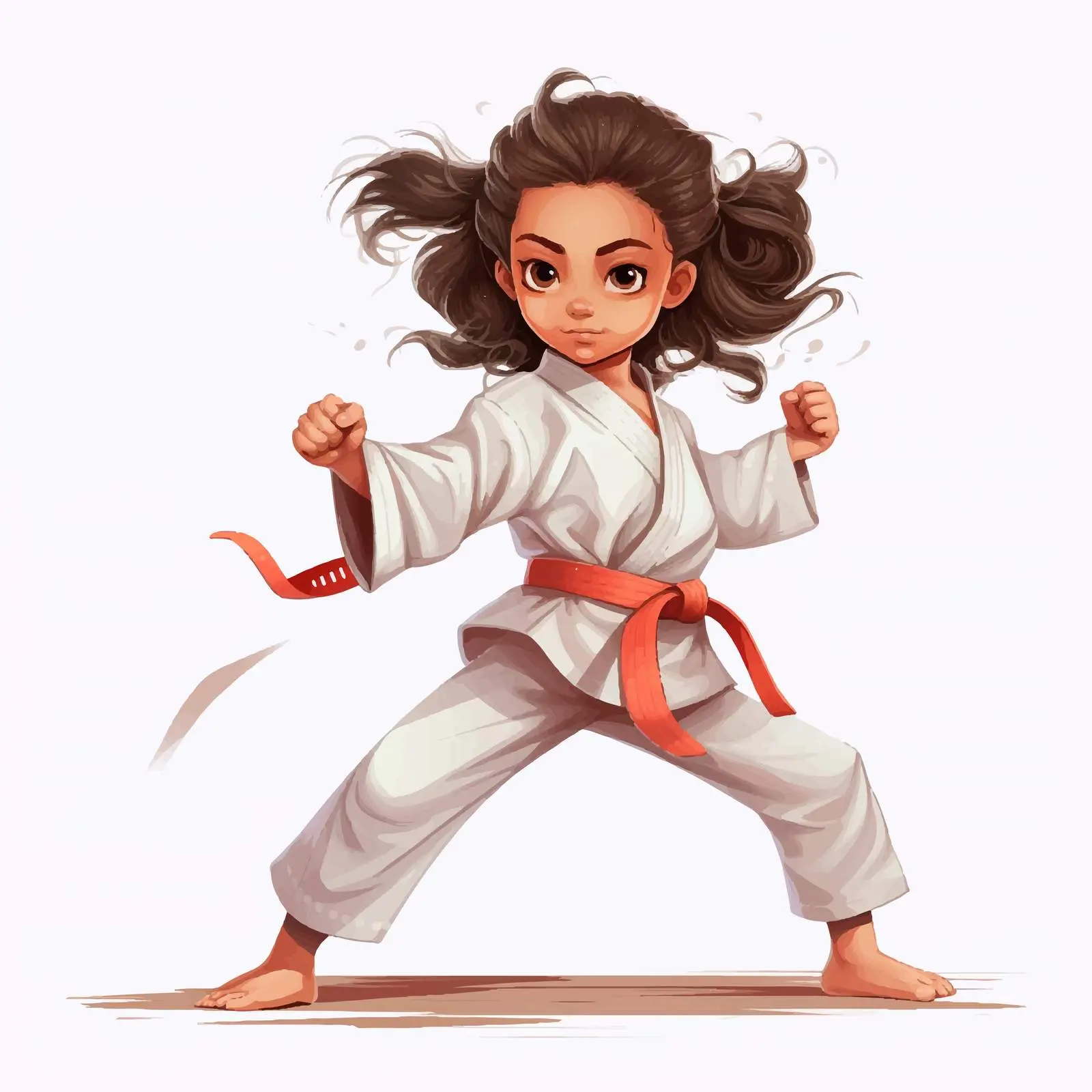 Young Girl Practicing Karate on White Background — free download from Dotvec