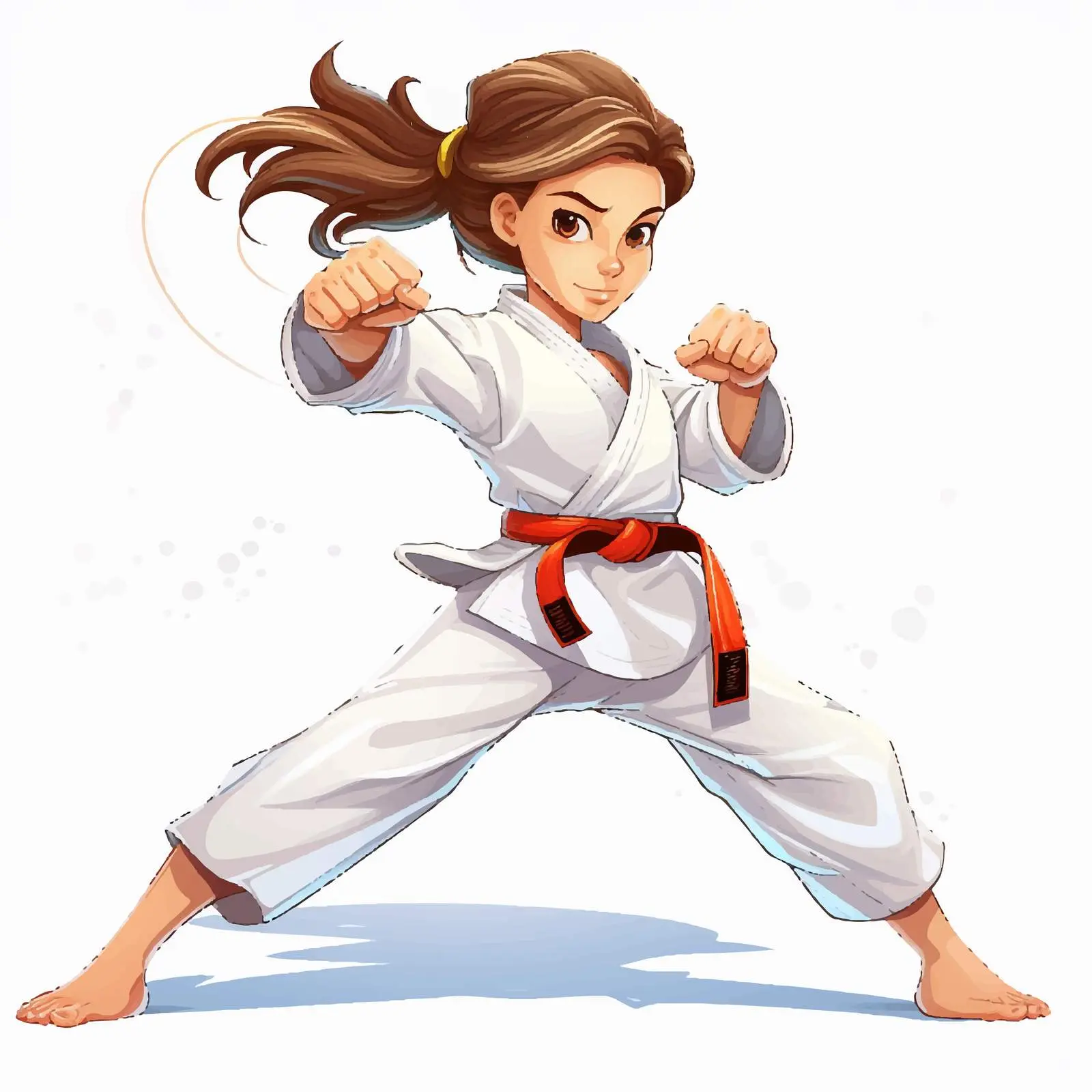 Young Girl Practicing Karate in White Background — free download from Dotvec