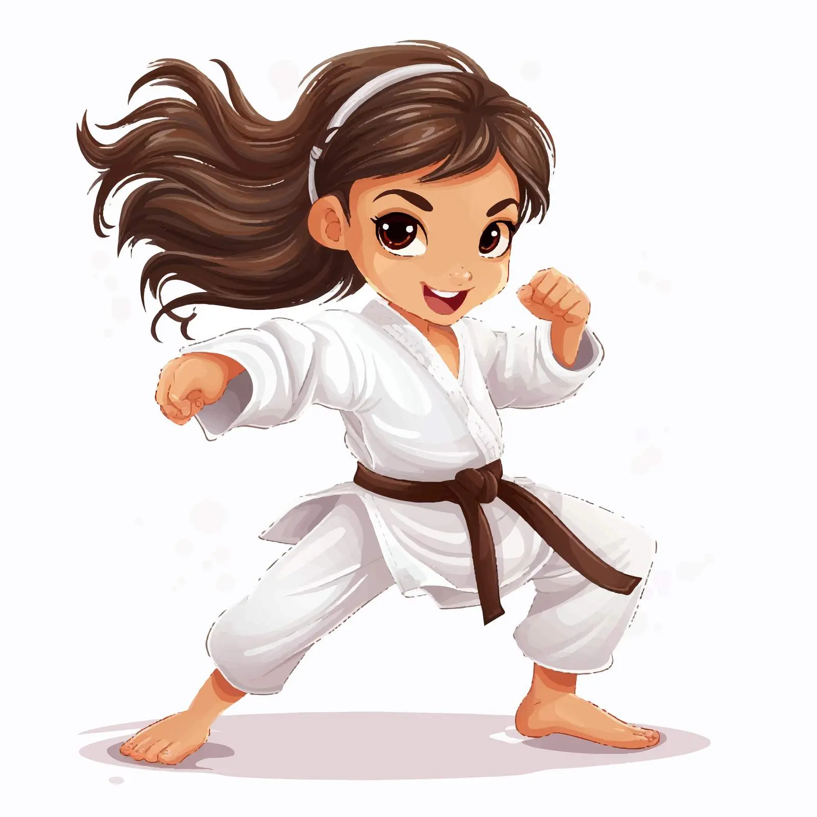 Young Girl Practicing Karate Illustration — free download from Dotvec