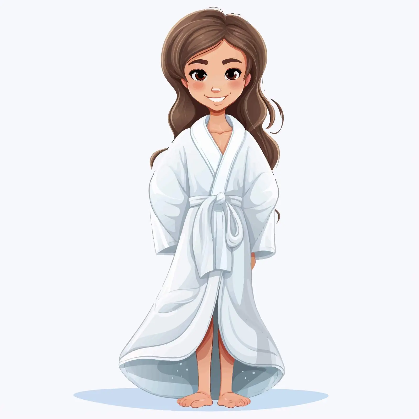 Young Girl in Bathrobe Illustration — free download from Dotvec
