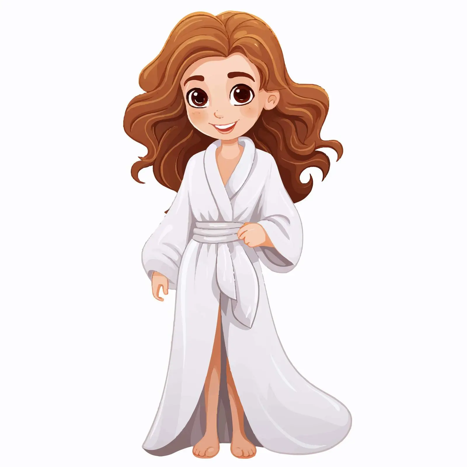 Young Girl in Bathrobe Vector Illustration — free download from Dotvec
