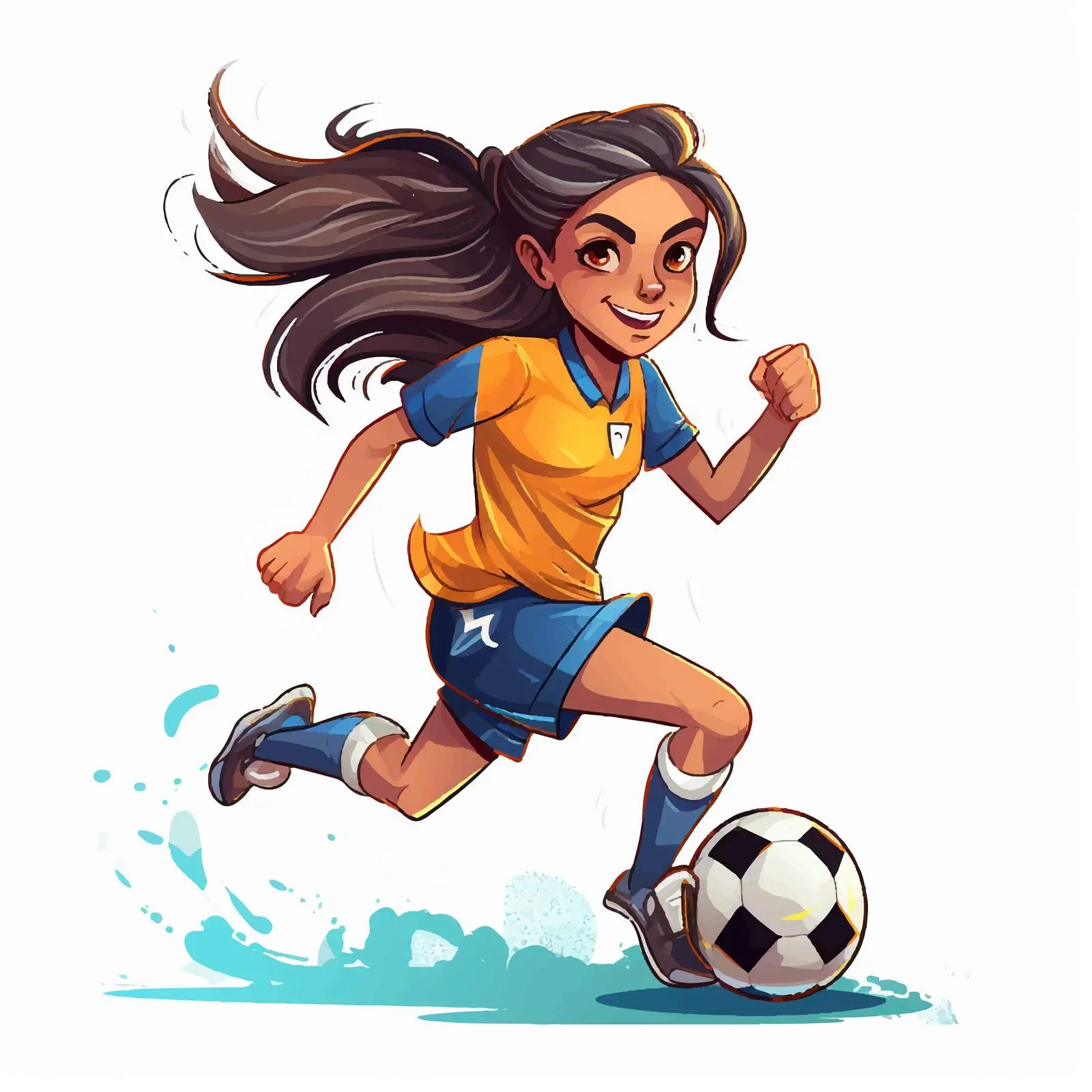 Young Lady Playing Football Vector Illustration — free download from Dotvec