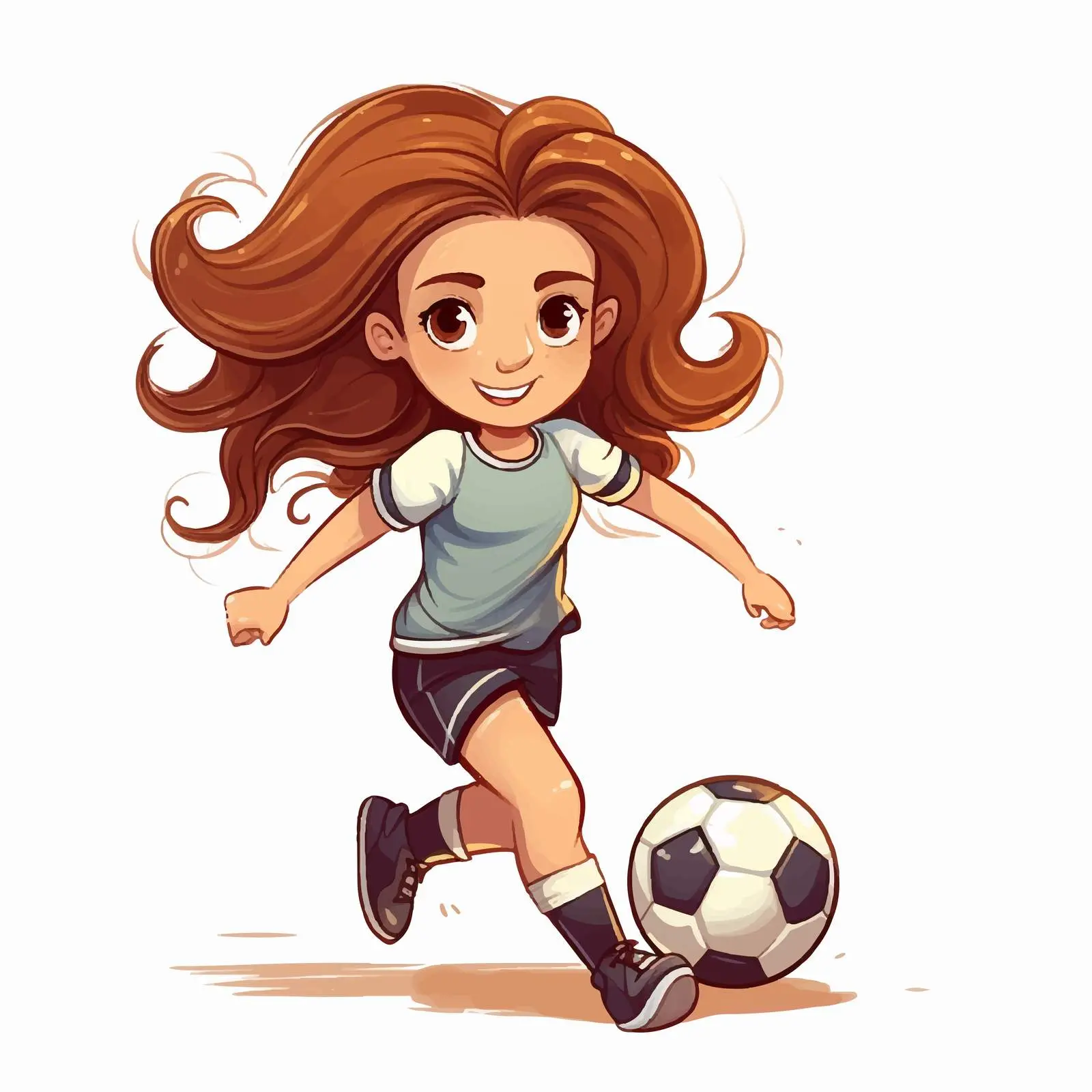 Young Lady Playing Football Vector Illustration — free download from Dotvec