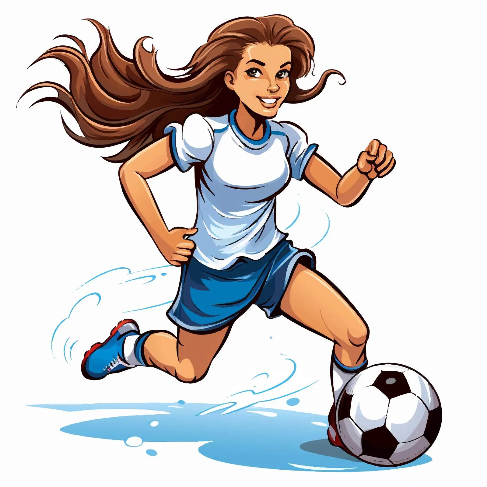 Young Lady Playing Football Vector Illustration – free action pose image from Dotvec