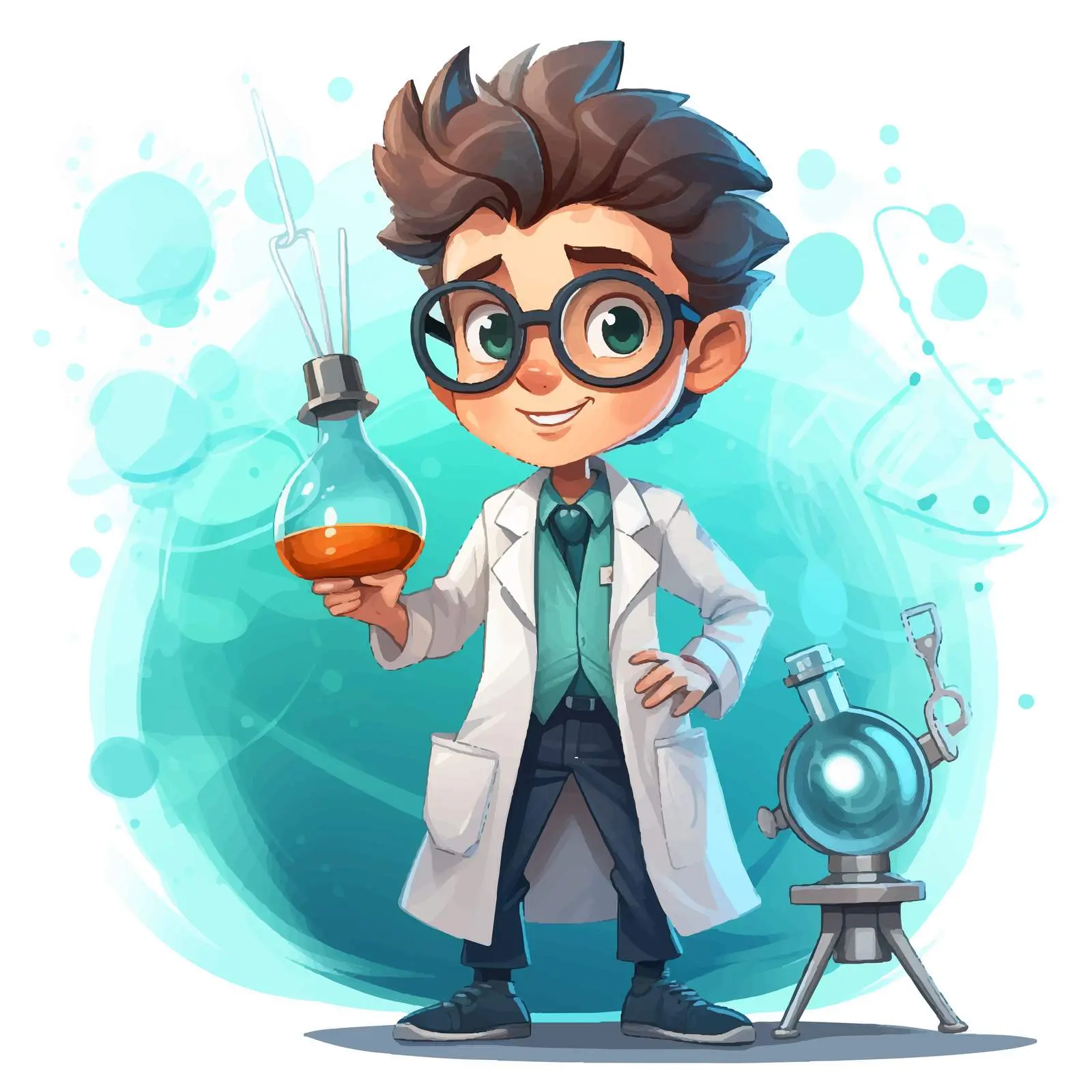 Young Scientist Cartoon Vector Illustration — free download from Dotvec