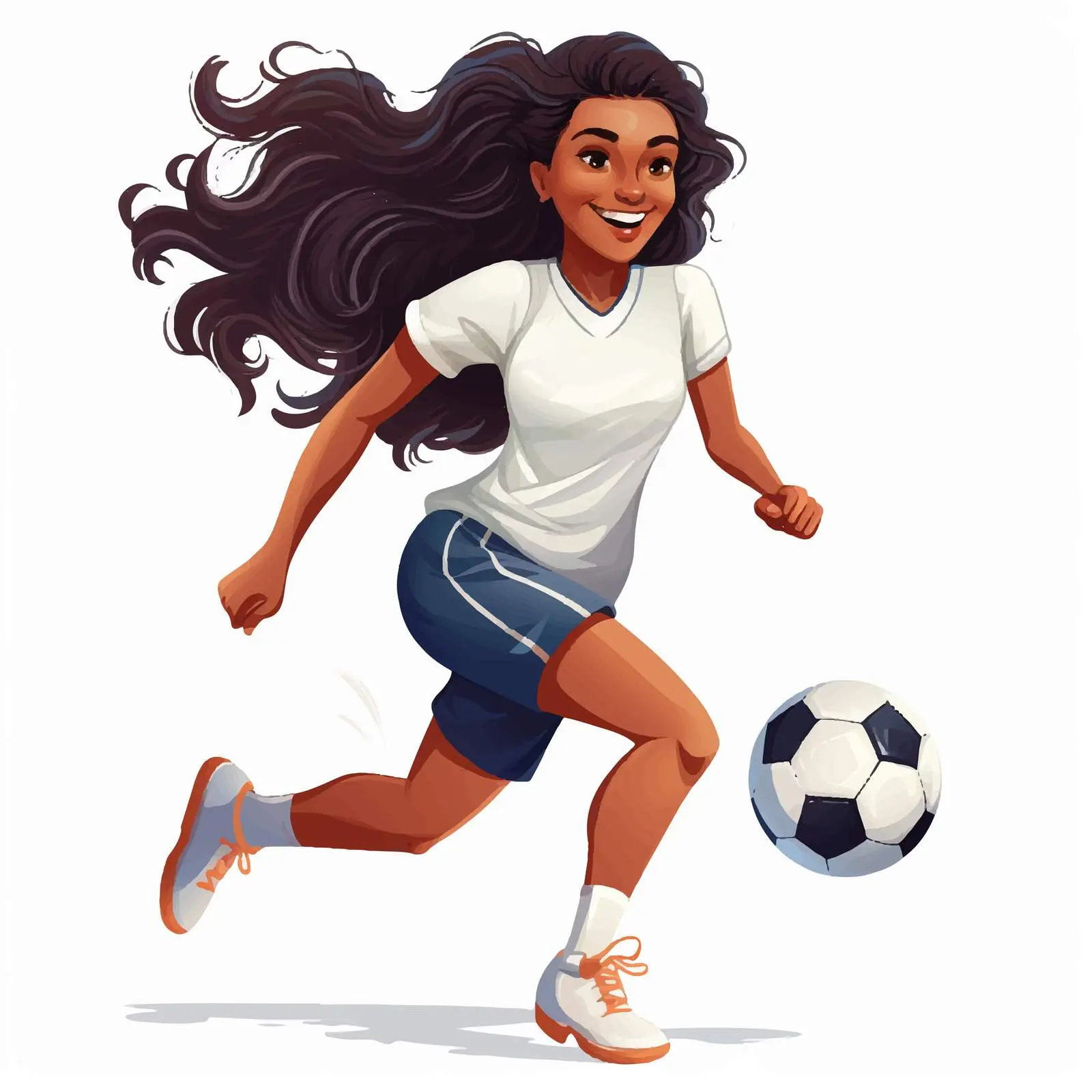 Young Woman Playing Football Vector Illustration — free download from Dotvec