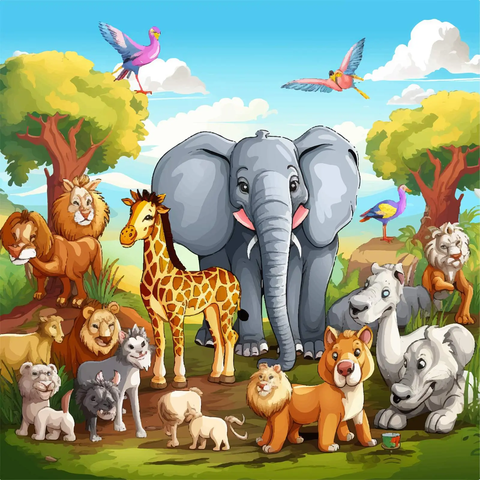 Zoo Scene with Animals in Nature — free download from Dotvec