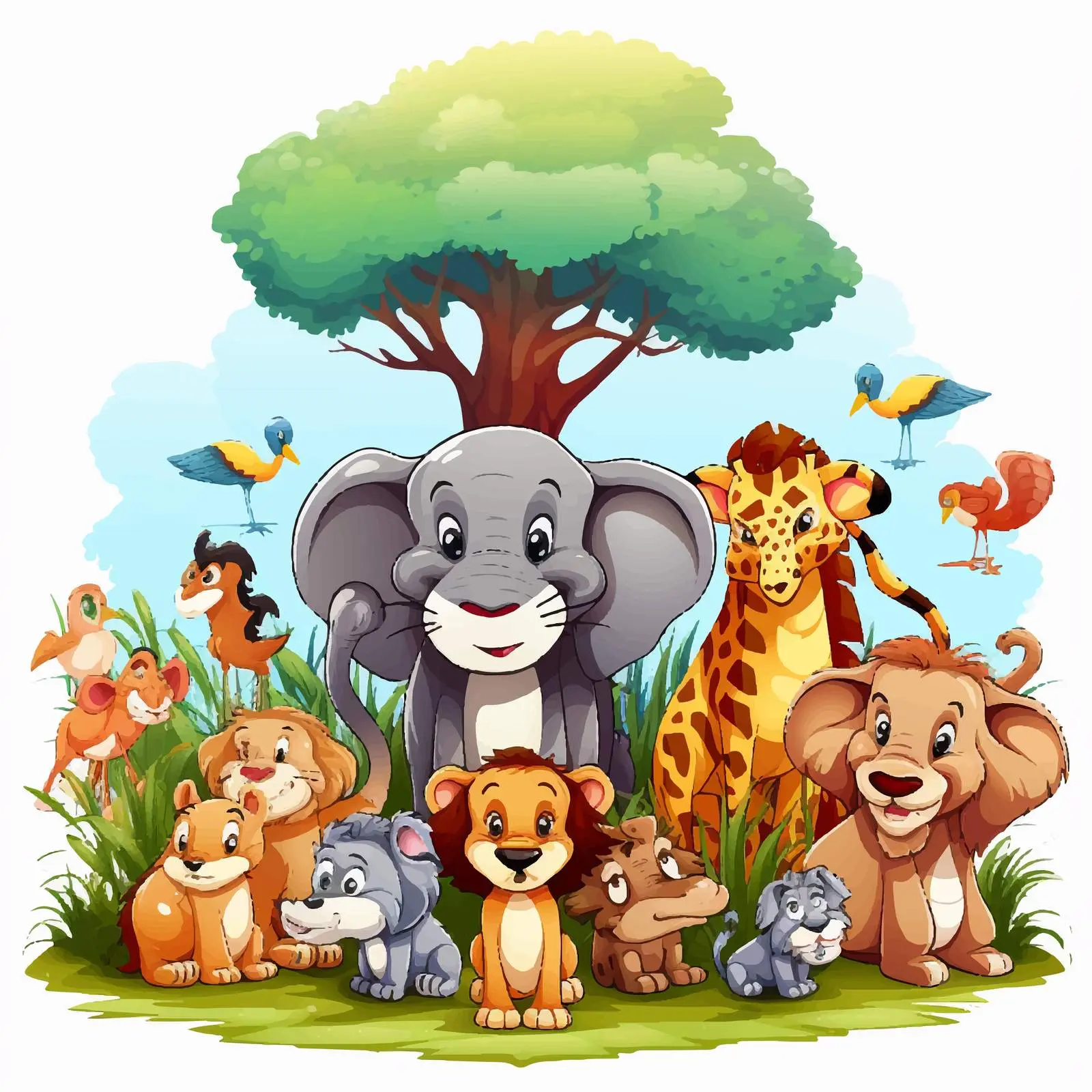 Vibrant Zoo Illustration with Nature and Animals — free download from Dotvec