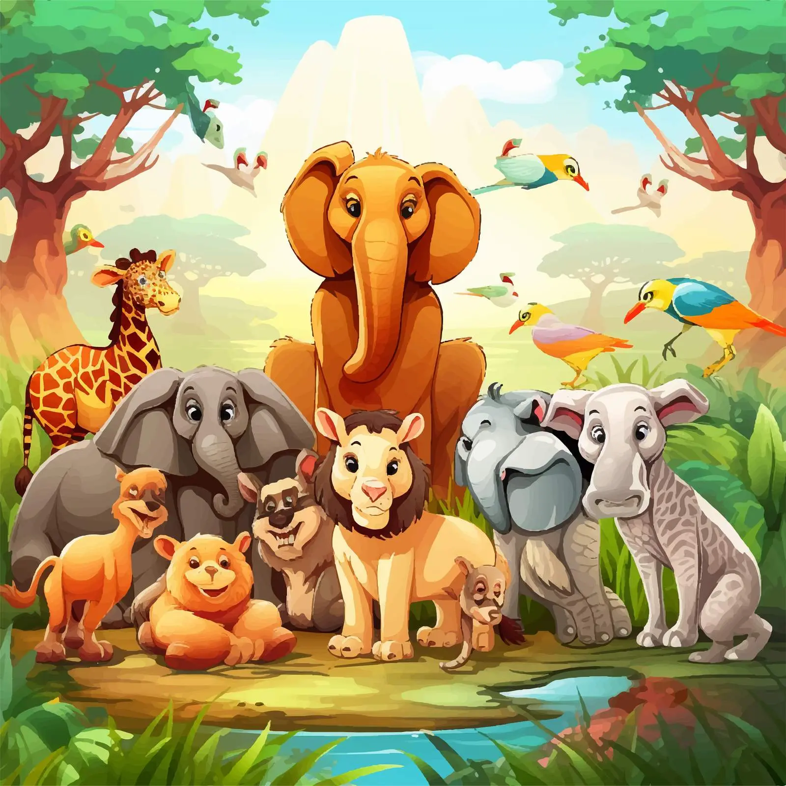 Zoo Illustration with Animals in Nature — free download from Dotvec
