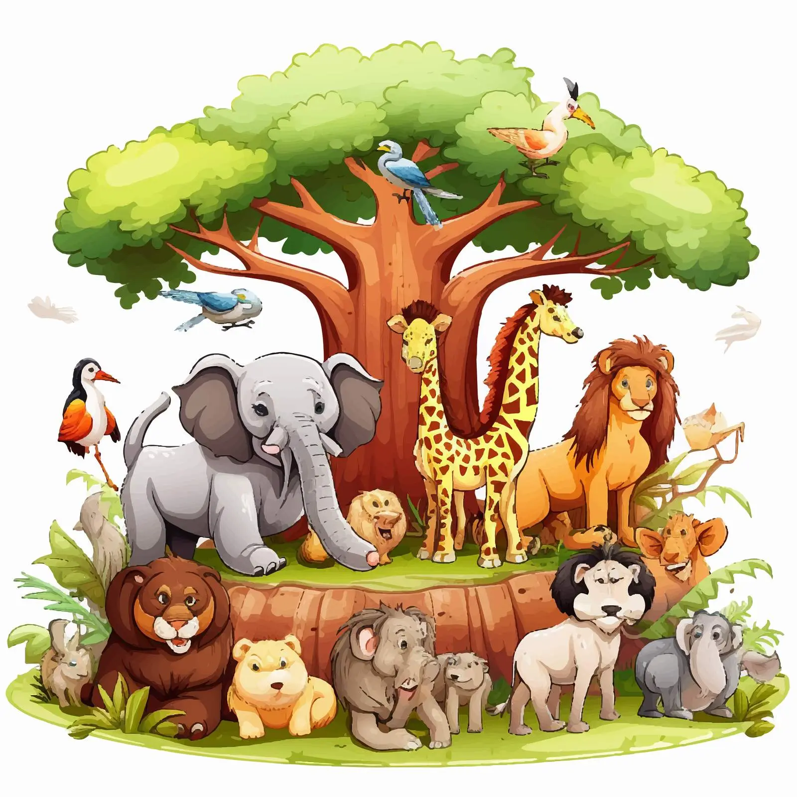 Colorful Cartoon Zoo Scene Vector Illustration — free download from Dotvec