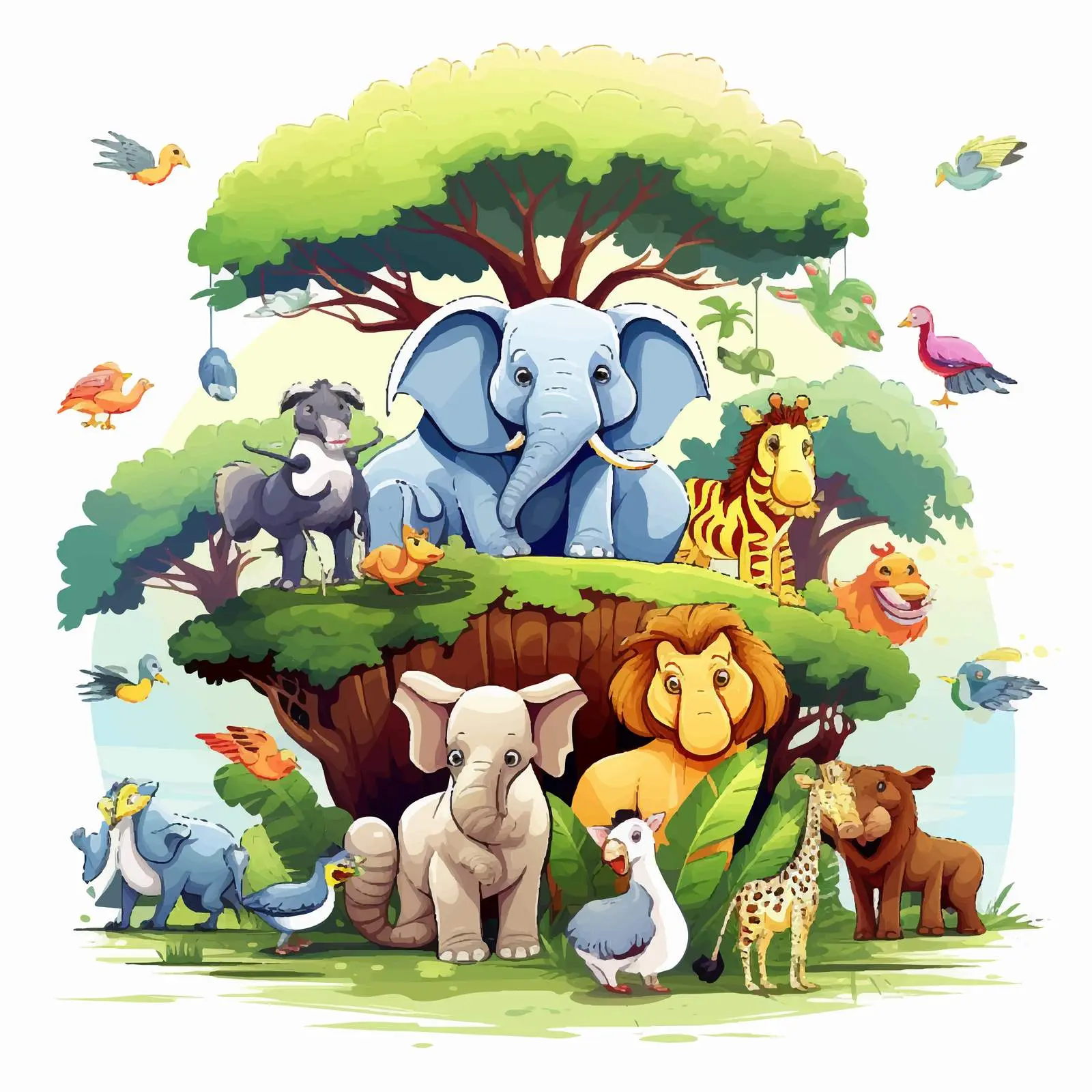 Cartoon Zoo Scene Vector Illustration — free download from Dotvec