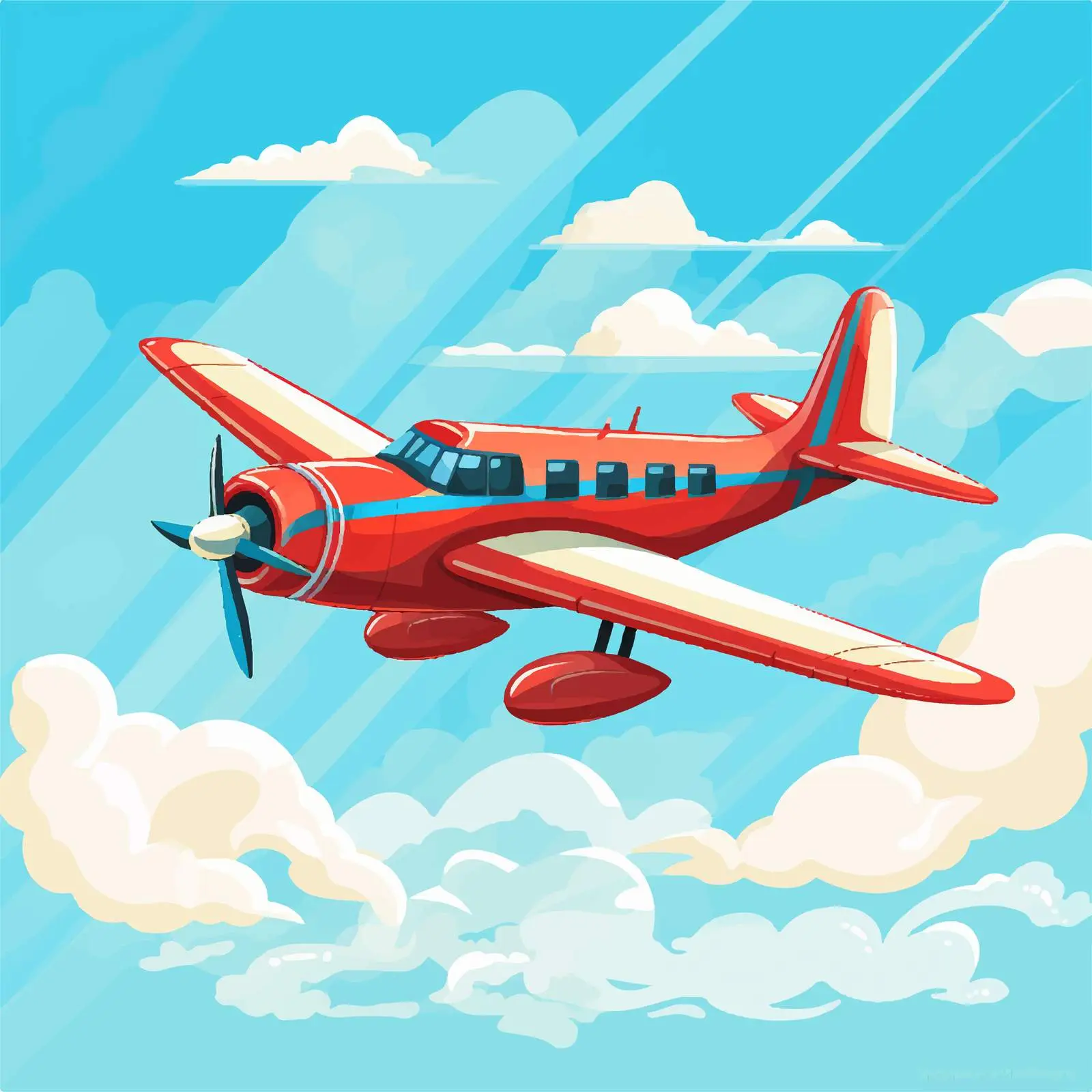 Airplane Flying in Sky Vector Illustration — free download from Dotvec