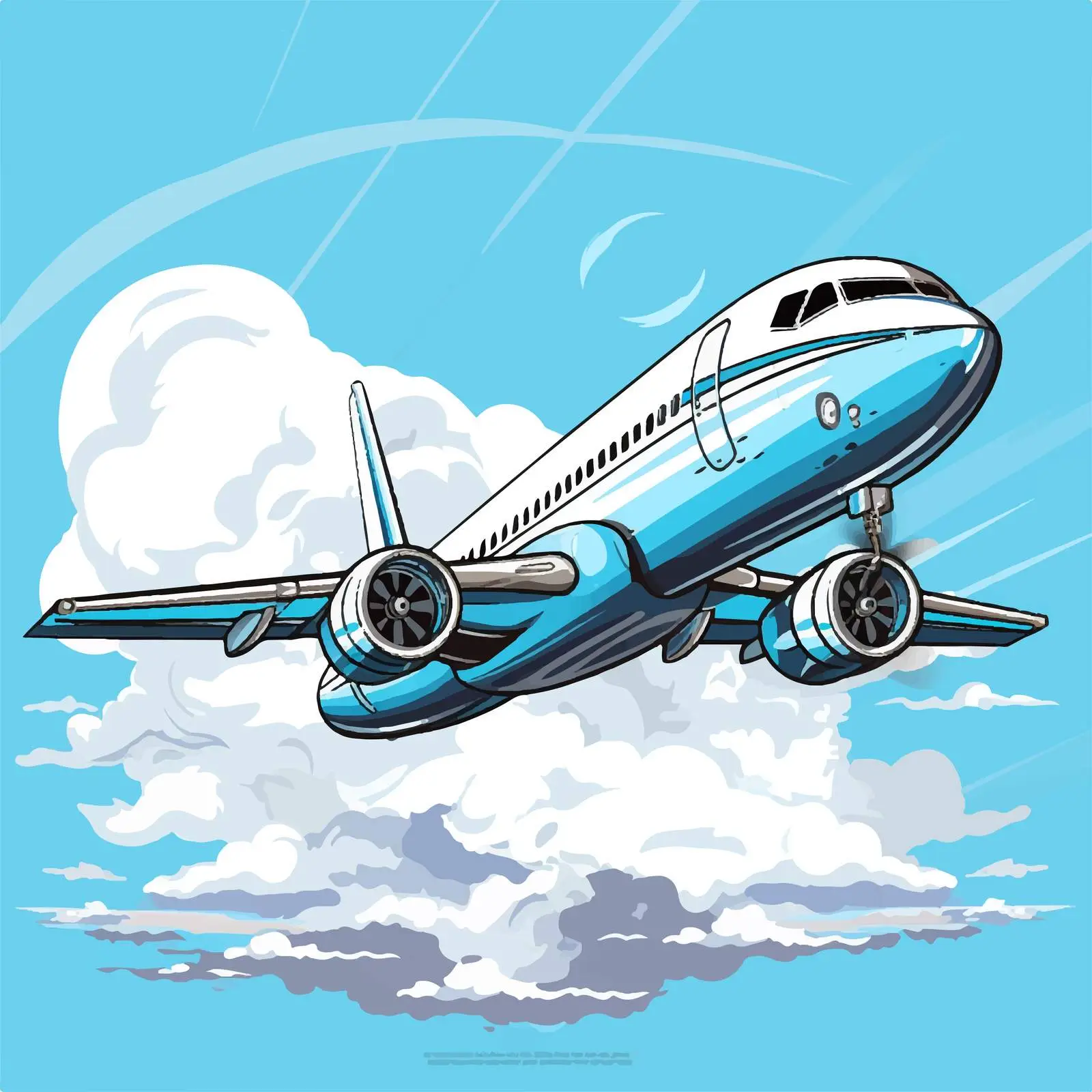 Airplane Flying in the Sky Vector Illustration — free download from Dotvec