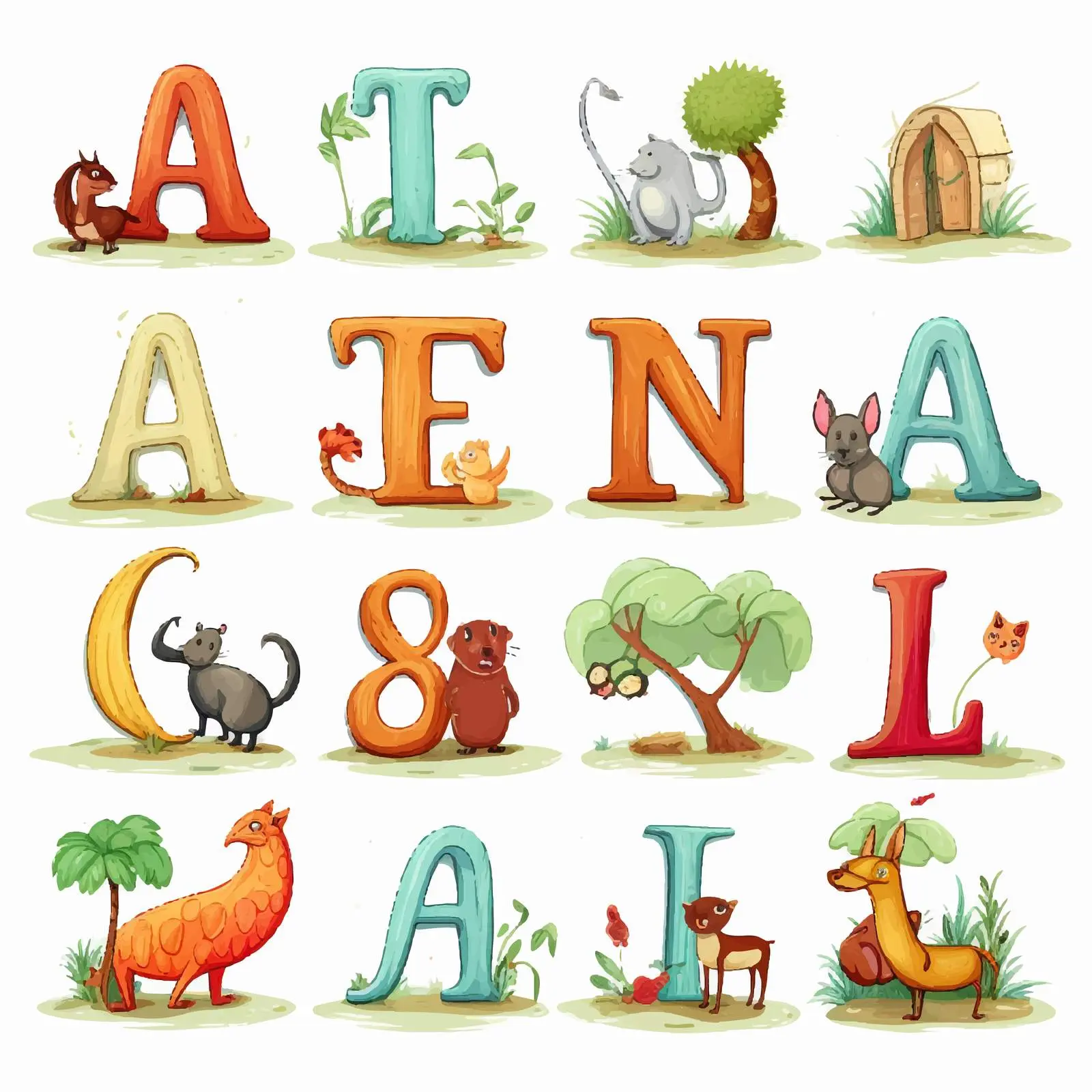 Alphabet Characters Illustration on White Background — free download from Dotvec