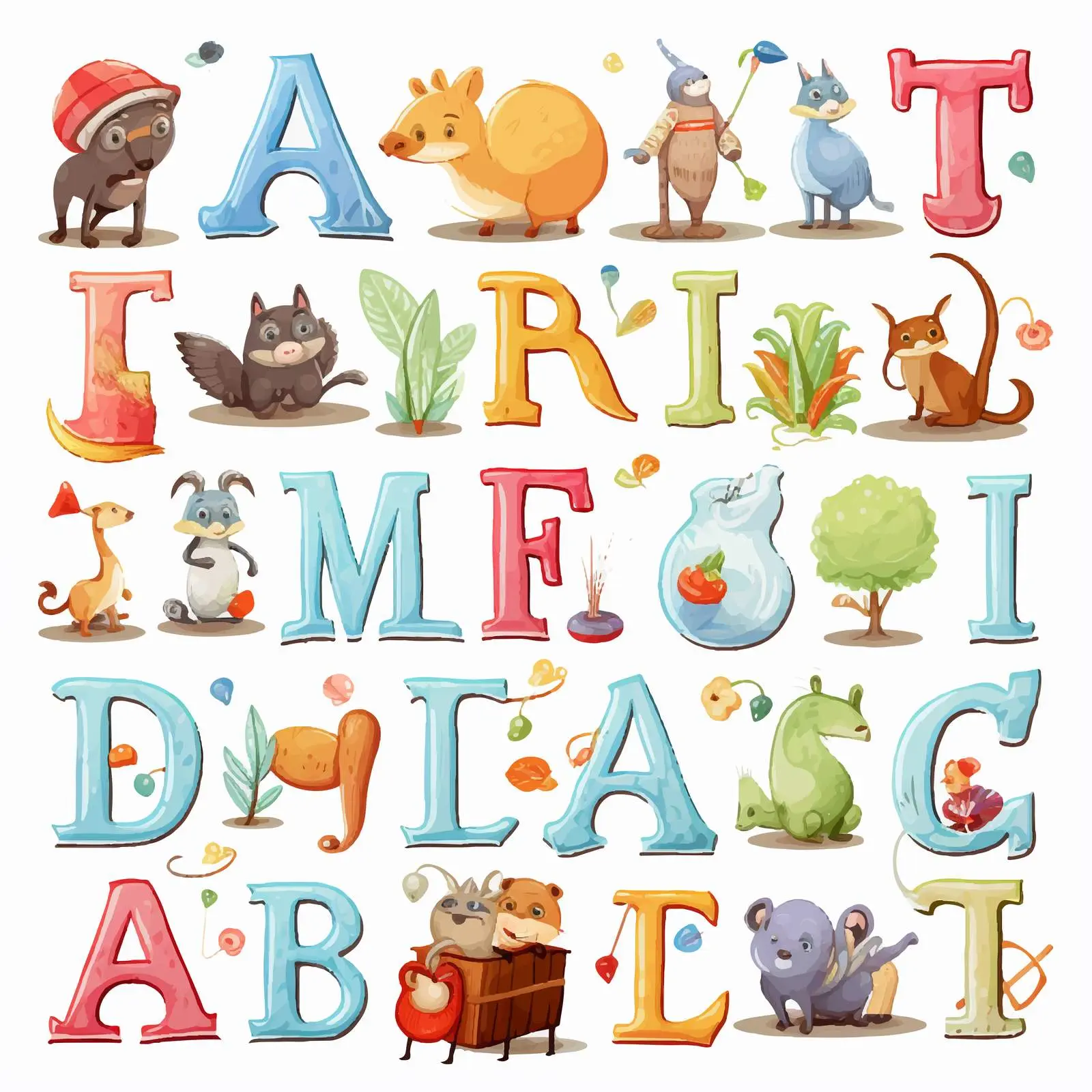 Colorful Alphabet Characters Vector Illustration — free download from Dotvec
