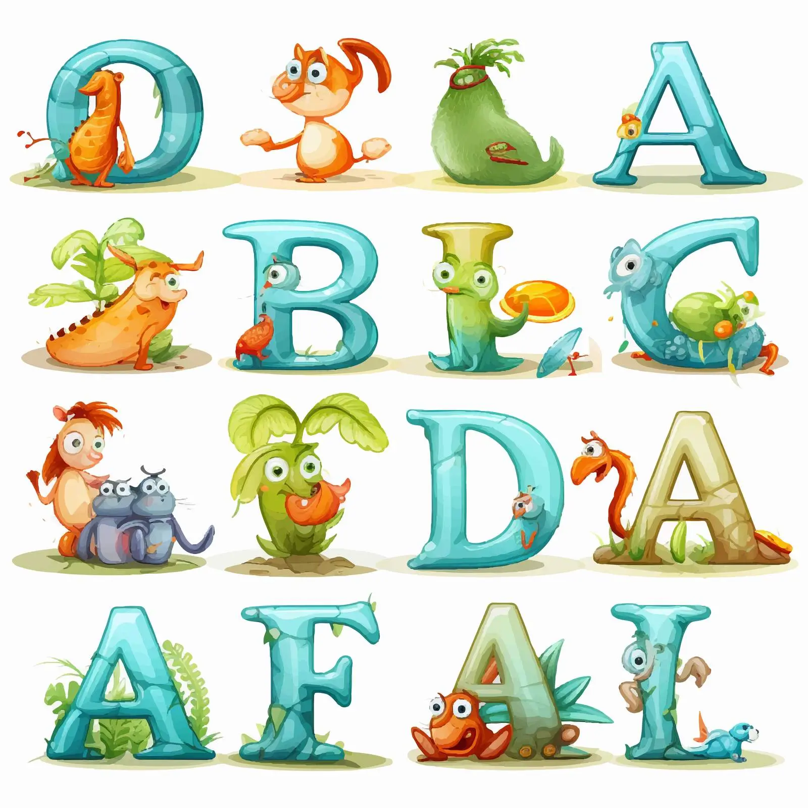 Alphabet Characters Illustration on White Background — free download from Dotvec