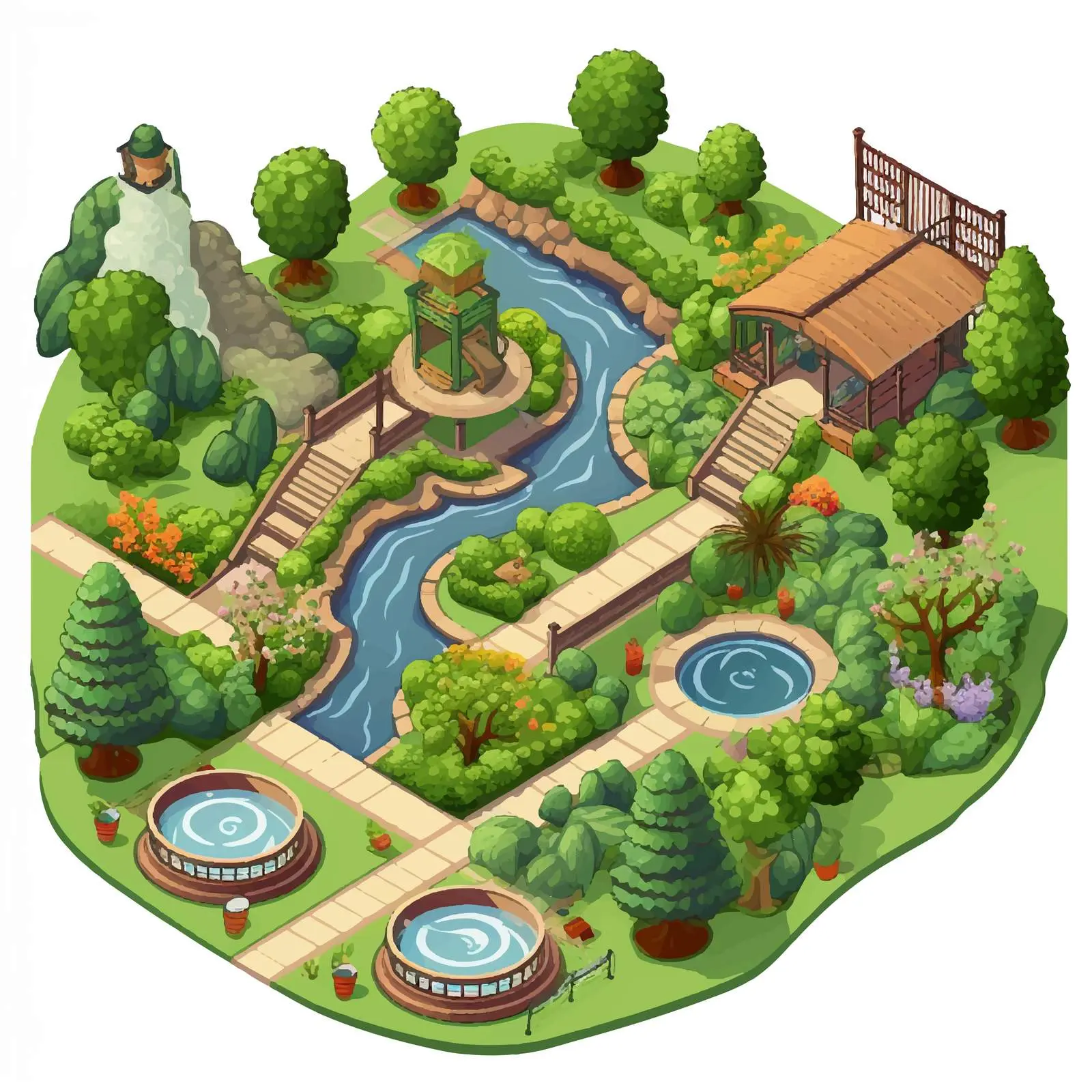 Aerial View of Garden Vector Illustration — free download from Dotvec